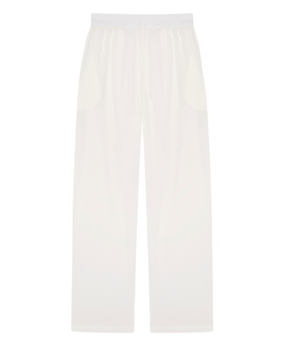 Pantalón de pijama de mujer en tejido de plumeti y bolsillos - Bohodot - Crudo Crudo-4