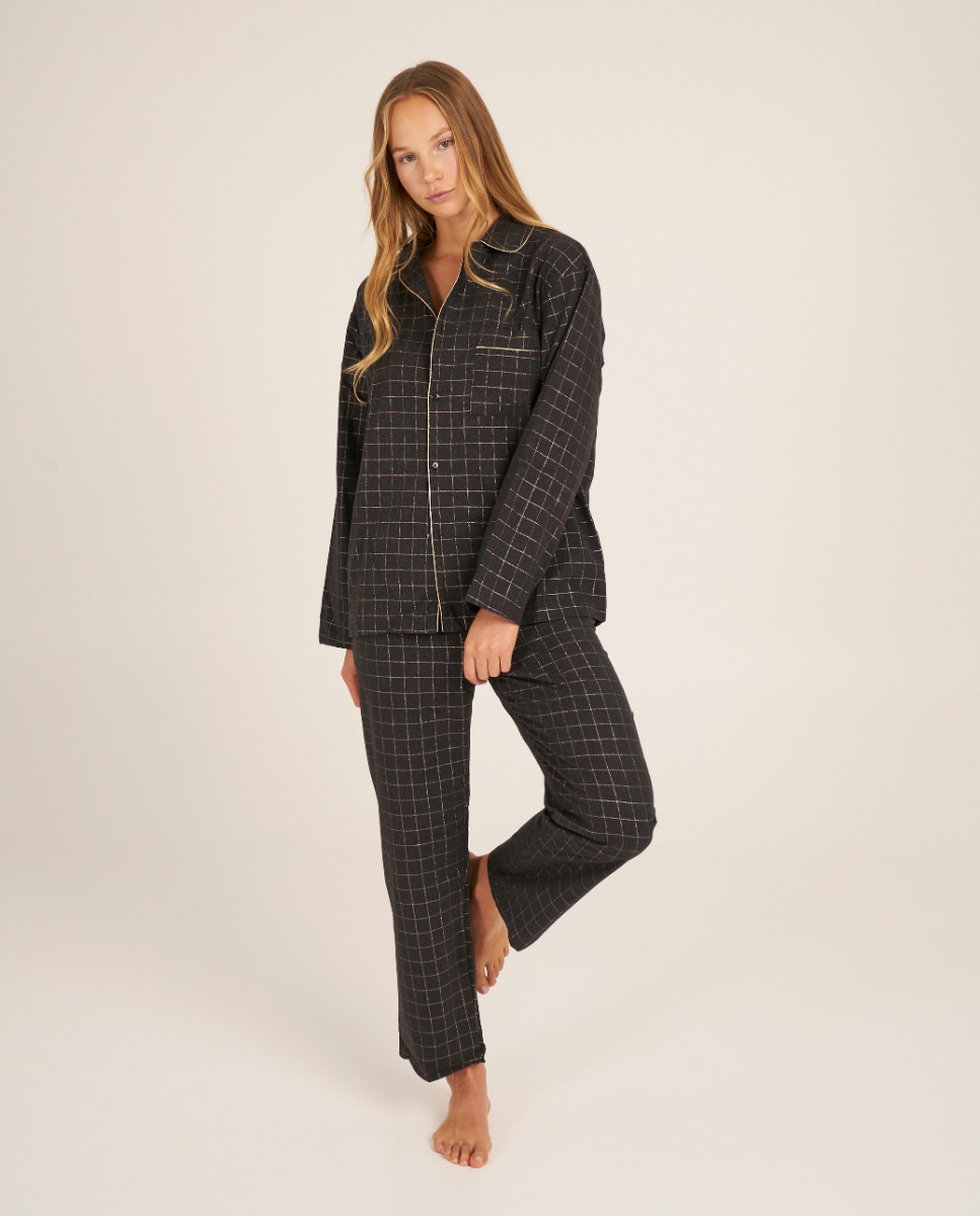 Camiseta de pijama de mujer con bolsillo - Bohodot - Negro Negro-2