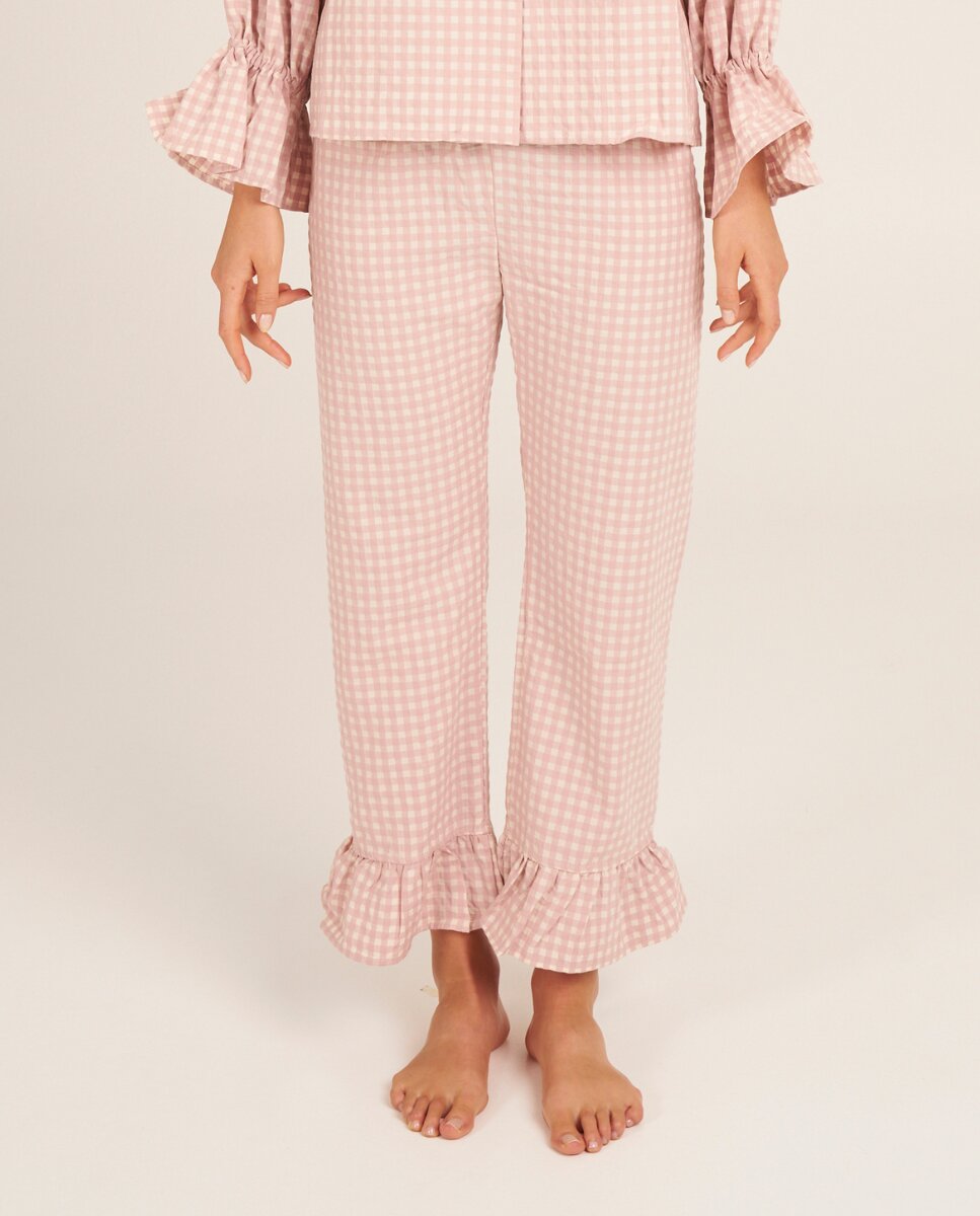 Pantalón de pijama de mujer con volantes en los tobillos - Bohodot - Rosa pastel Rosa pastel-1