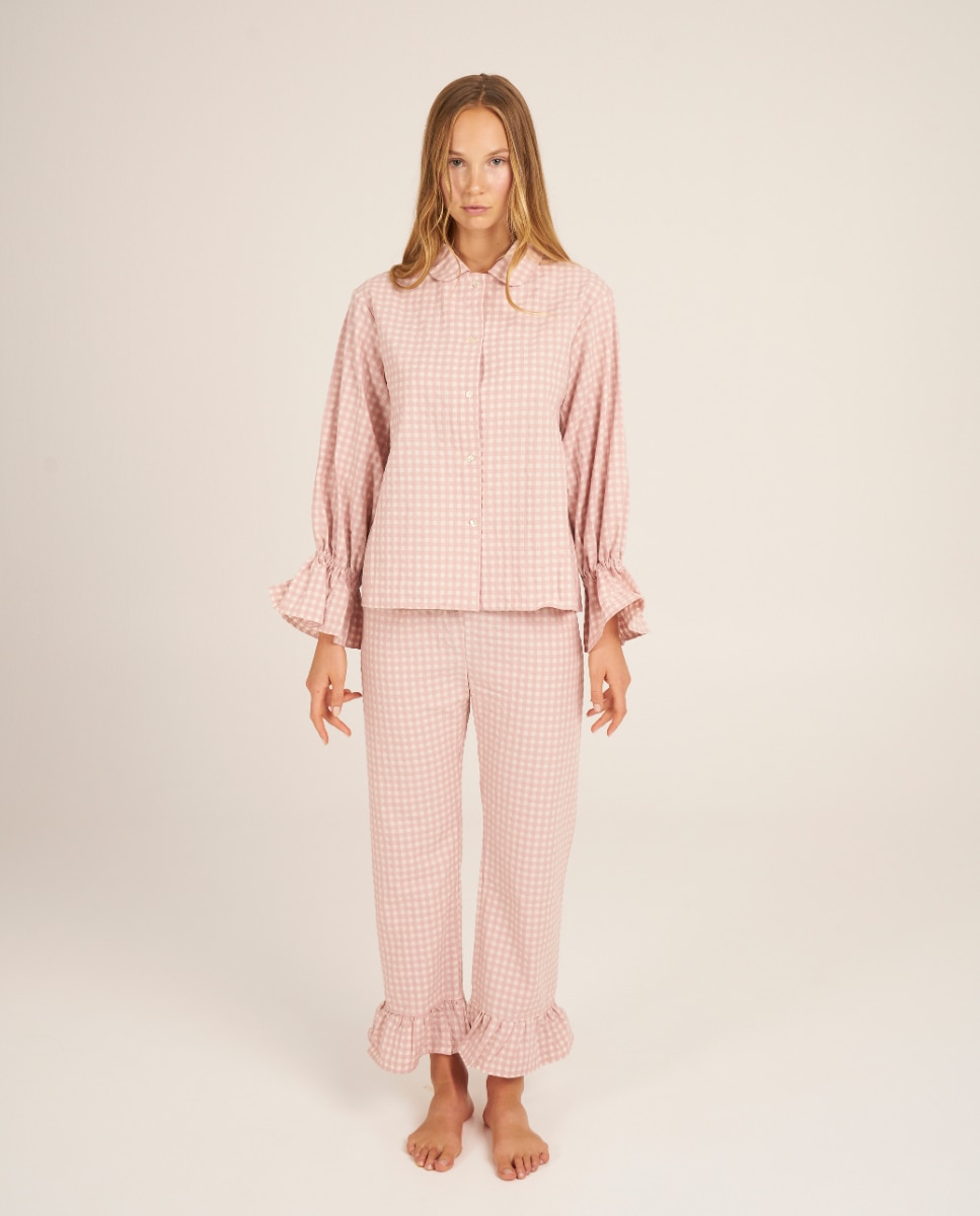 Pantalón de pijama de mujer con volantes en los tobillos - Bohodot - Rosa pastel Rosa pastel-2