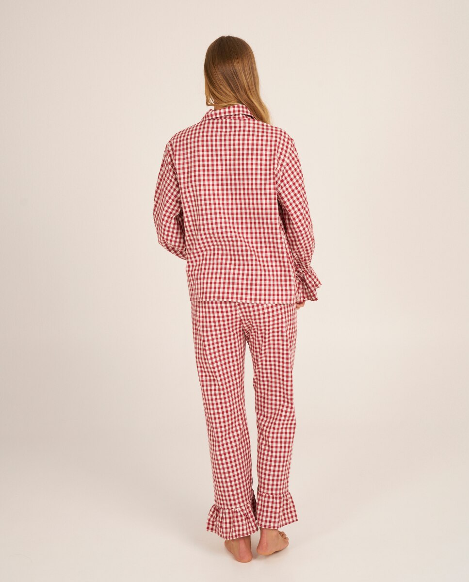 Camiseta de pijama de mujer con volantes en los puños - Bohodot - Rojo / Blanco Rojo / Blanco-3