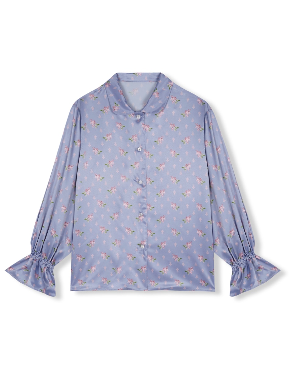 Camiseta de pijama de mujer con volantes en los puños y tejido de poliester - Bohodot - Lila Lila-4