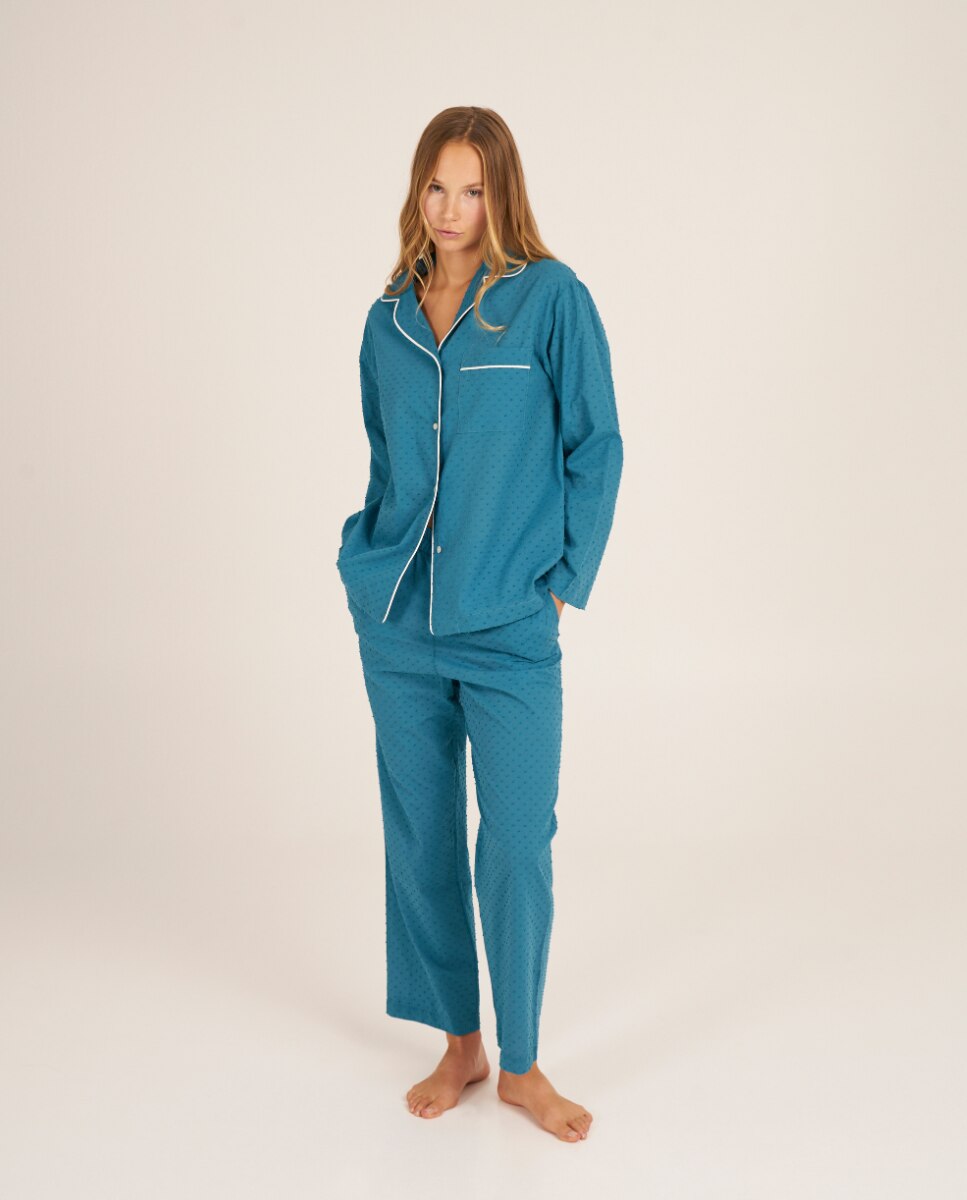 Camiseta de pijama de mujer con bosillo - Bohodot - Petróleo Petróleo-2