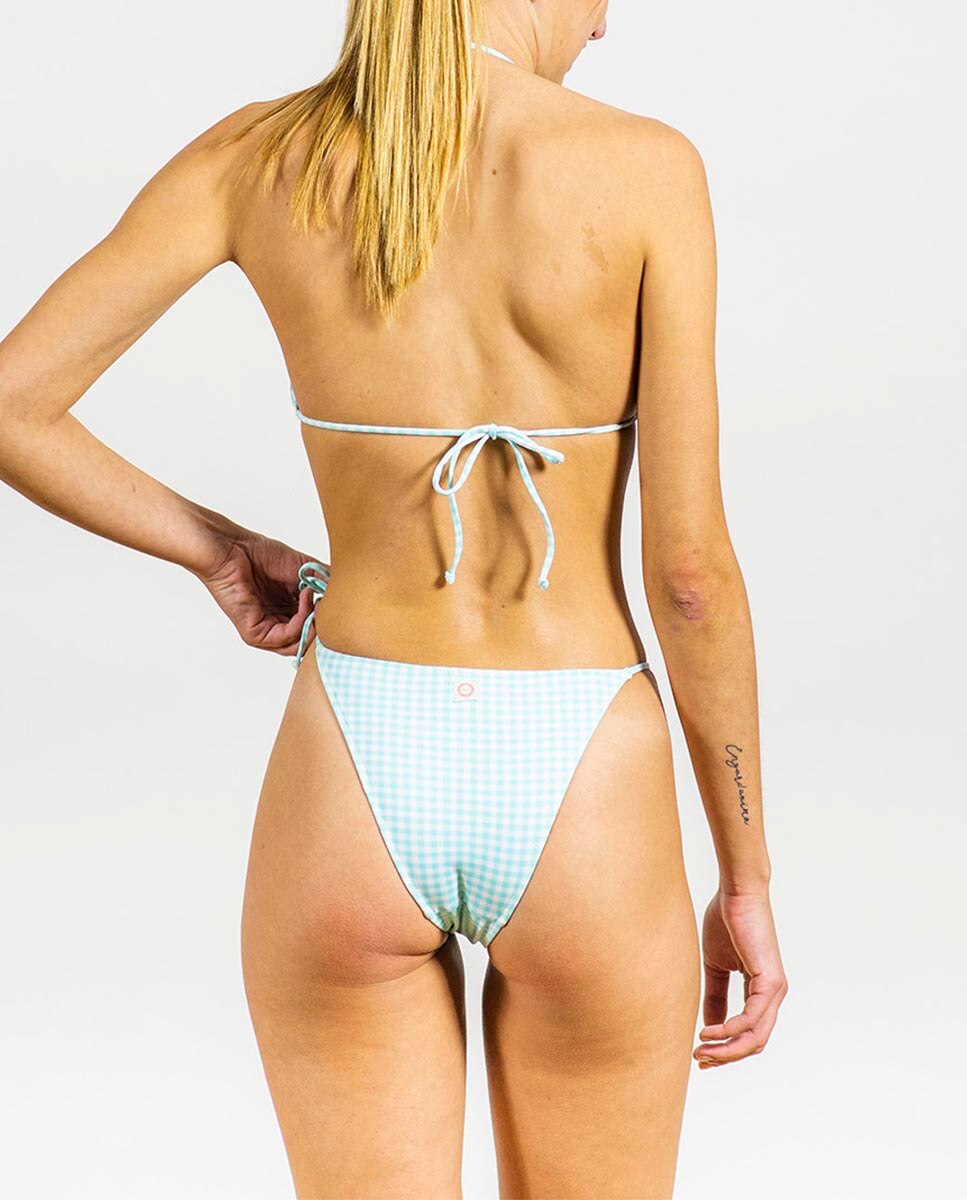 Braga de bikini con lazos de cuadros vichy - Bohodot - Blanco Blanco-2