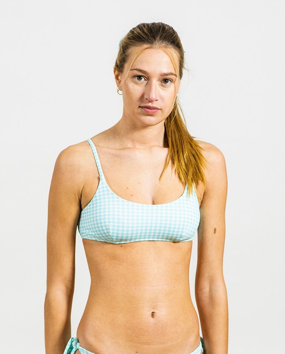 Top de bikini con estampado vichy - Bohodot - Blanco Blanco-1