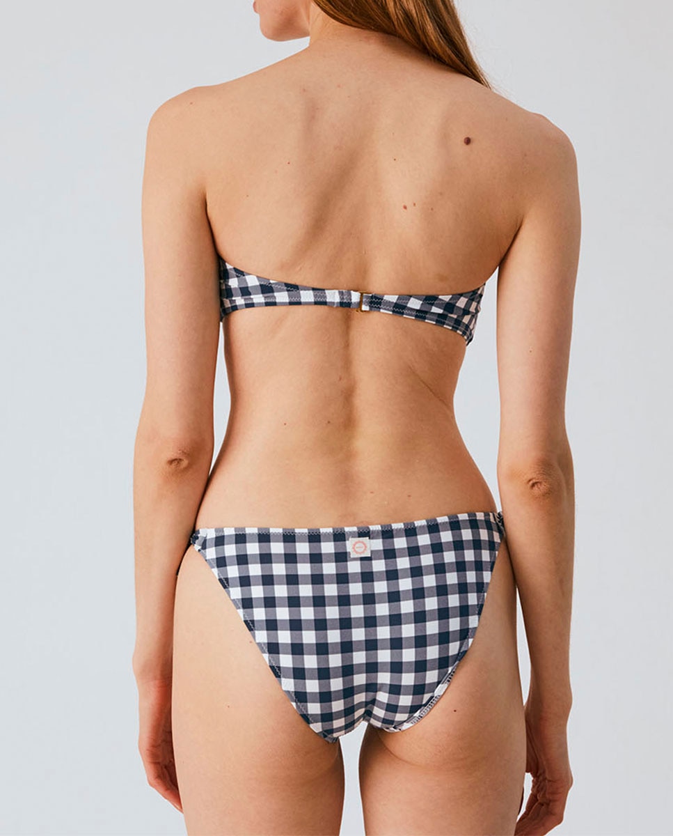 Top de bikini bandeau con aro y estampado vichy - Bohodot - Negro Negro-2