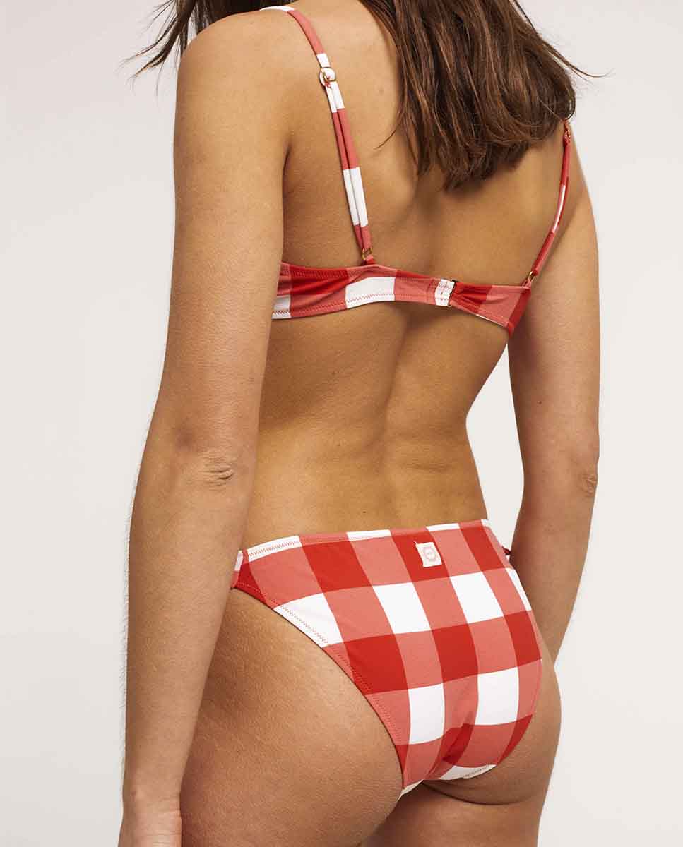 Top de bikini con aro y estampado de cuadros - Bohodot - Blanco Blanco-2