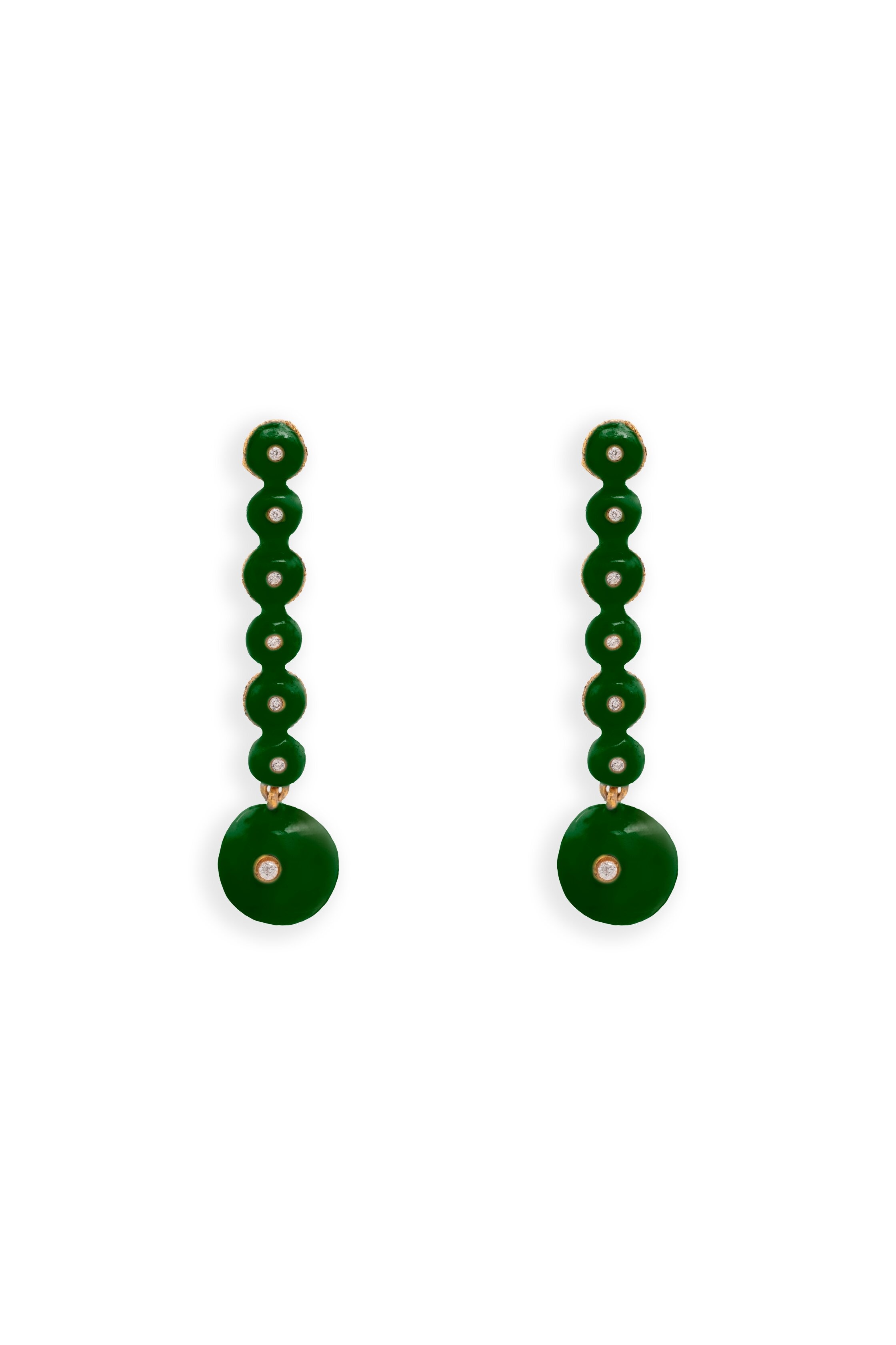 Pendientes bañados en oro con piedras inspiración tropical hibiscus - Lavani Jewels - Verde Verde-1