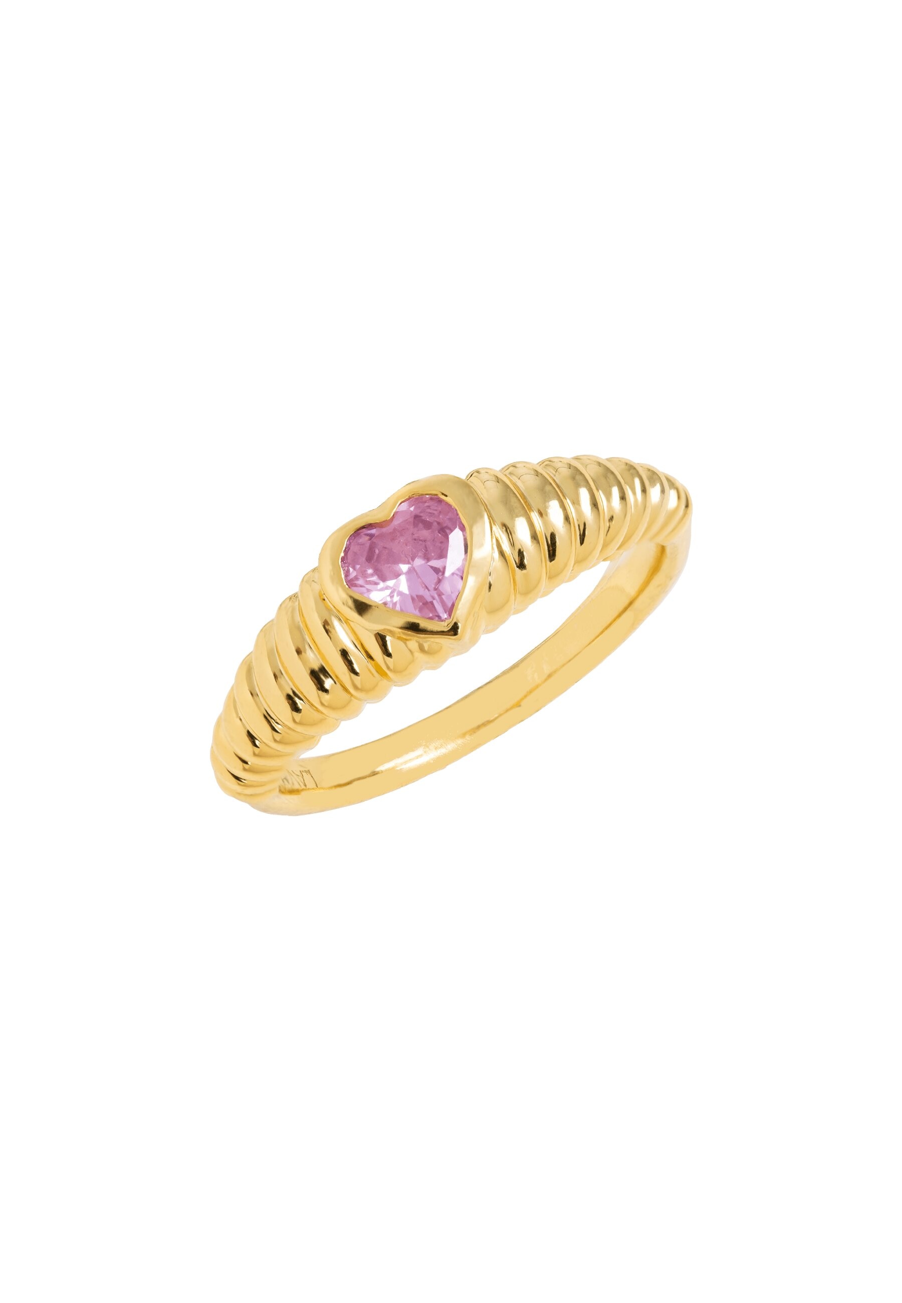 Imagen 0 de Anillo tipo sello bañado en oro con piedra estilo dulce corazón Rosa