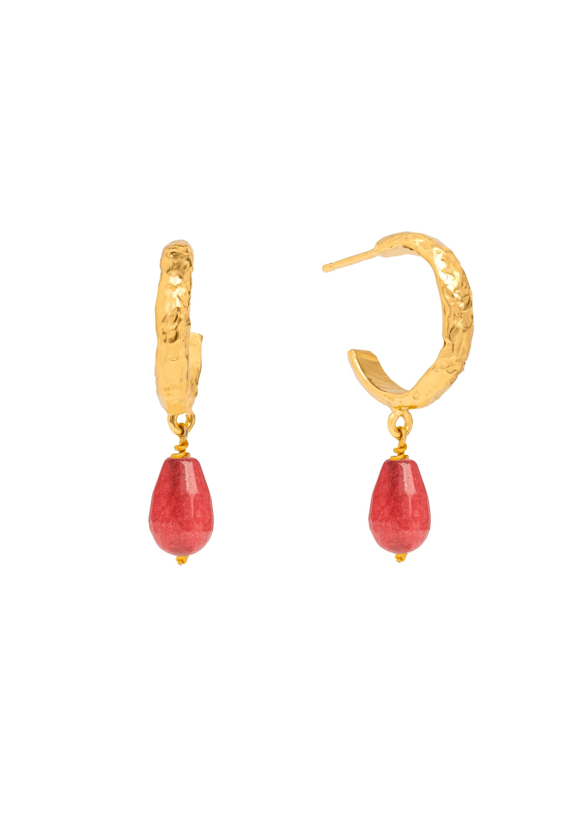 Imagen 1 de Pendientes de aro bañados en oro con piedras para diario sadie - Lavani Jewels - Granate Granate
