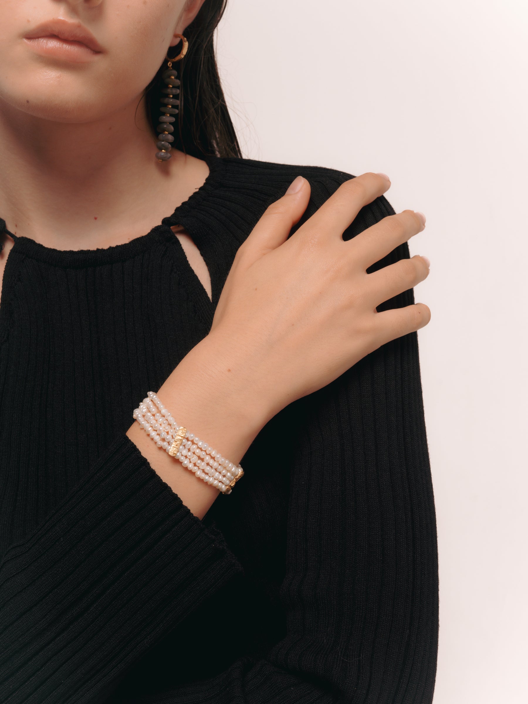 Pulsera de cadena bañada en oro con perlas liliana - Lavani Jewels - Blanco Blanco-3
