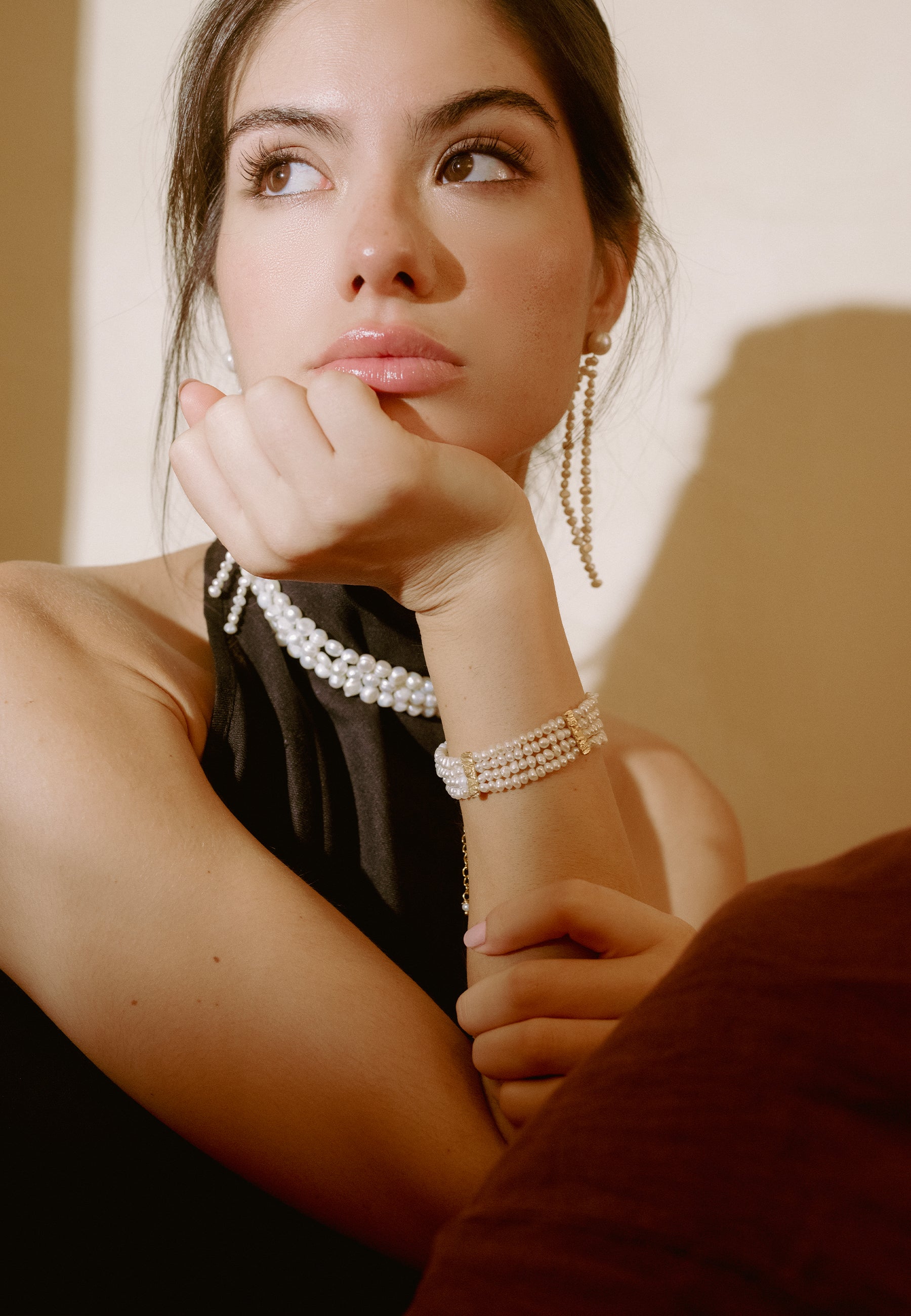 Pulsera de cadena bañada en oro con perlas liliana - Lavani Jewels - Blanco Blanco-4