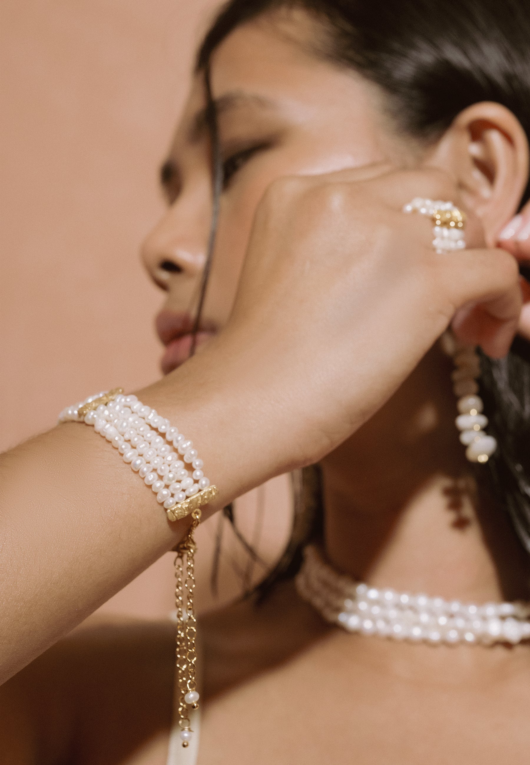 Pulsera de cadena bañada en oro con perlas liliana - Lavani Jewels - Blanco Blanco-7