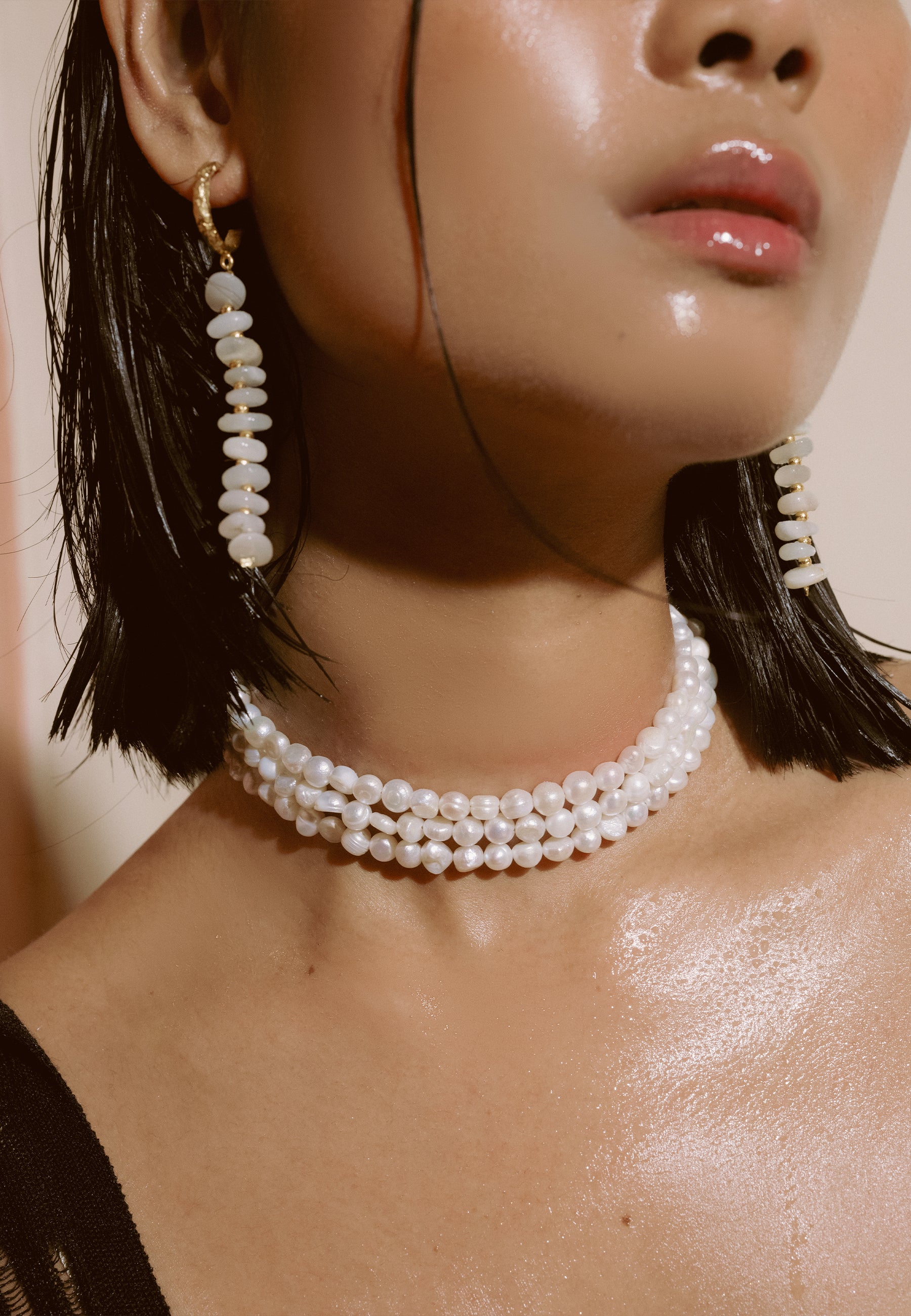 Collar tipo chocker bañado en oro con perlas mizu - Lavani Jewels - Blanco Blanco-7