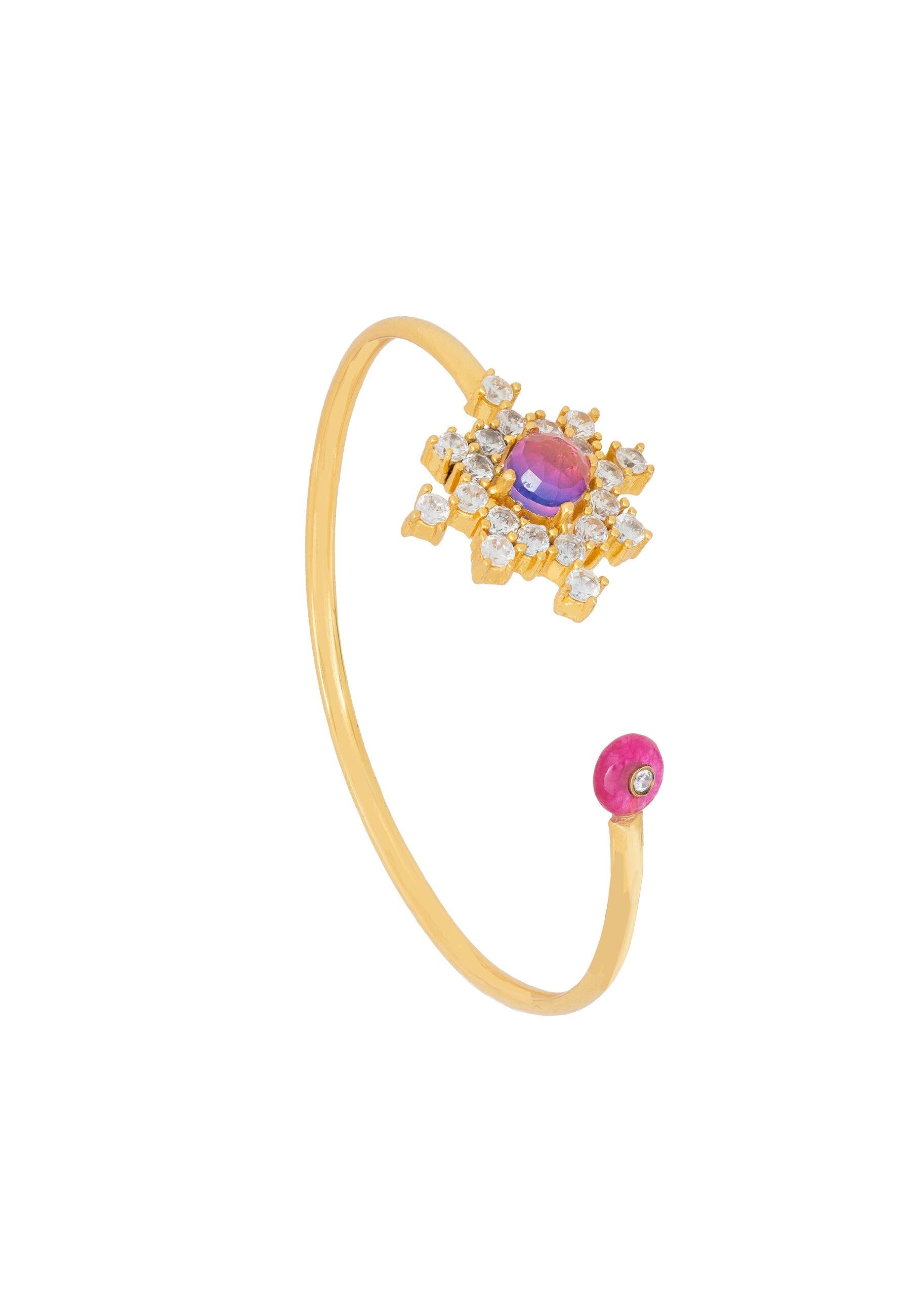 Imagen 0 de Brazalete bañado en oro con piedras altaira Blanco