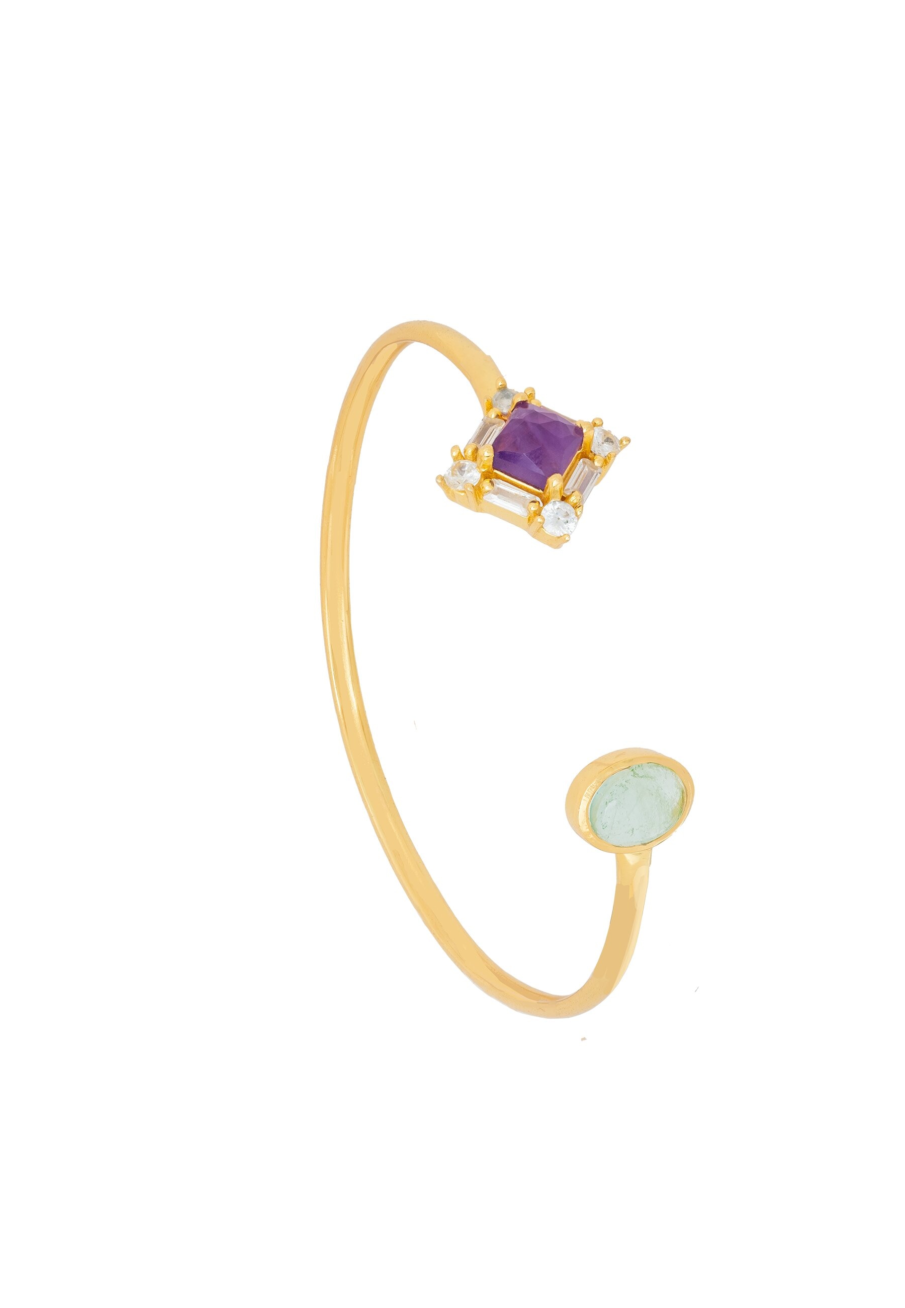 Imagen 0 de Brazalete bañado en oro con piedras polaris Morado