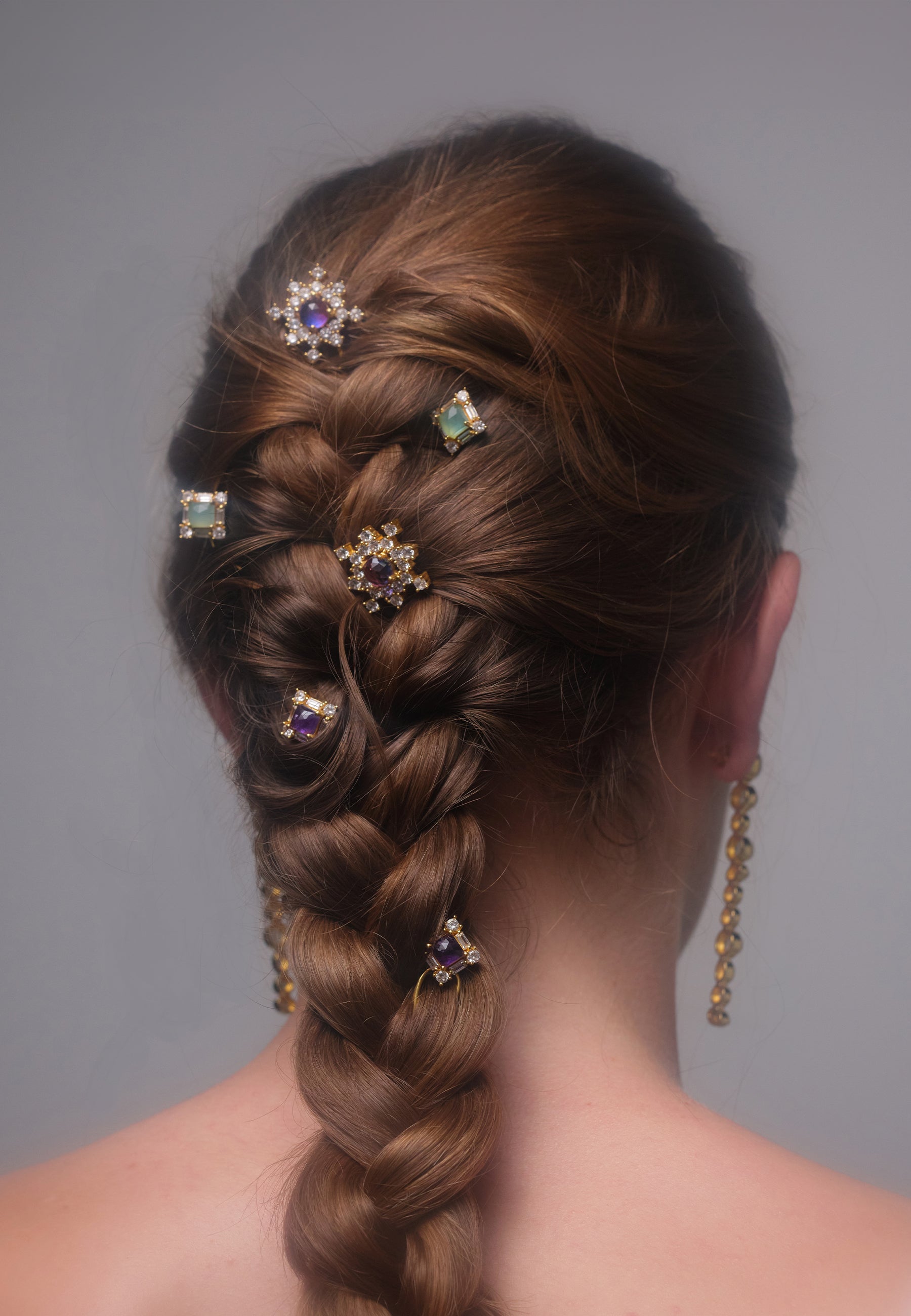 Horquilla bañada en oro con piedras altaira - Lavani Jewels - Blanco Blanco-3