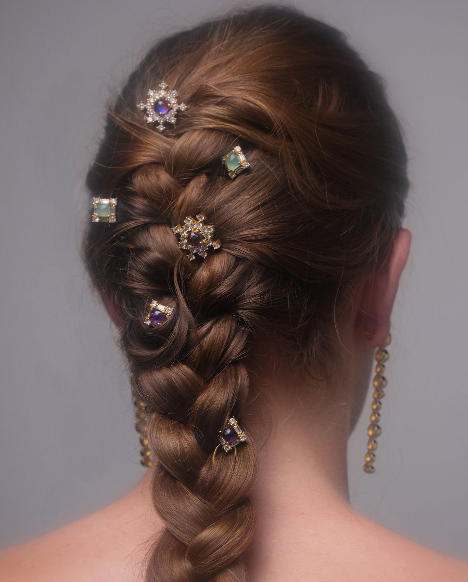 Horquilla invitada Nebula con amatista y circonitas - Lavani Jewels - Morado Morado-3