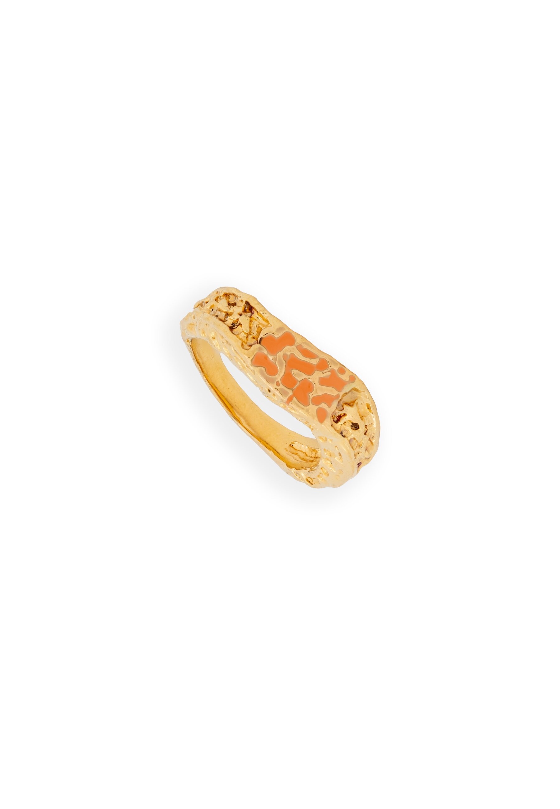 Anillo tipo sello bañado en oro con piedra silueta organica geiser - Lavani Jewels - Naranja Naranja-1