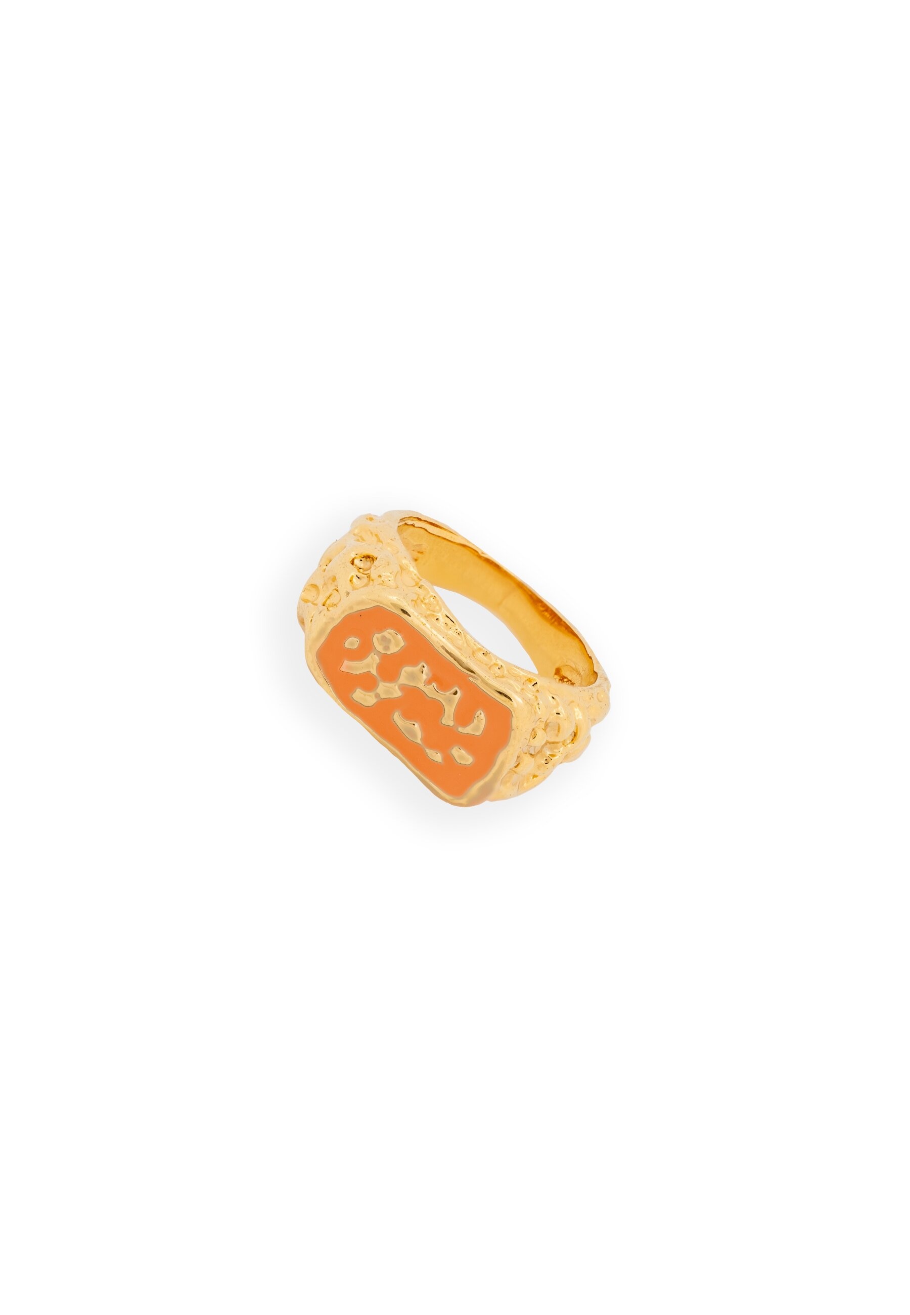 Anillo sello bañado en oro con piedra diseño minimalista magma - Lavani Jewels - Naranja Naranja-1