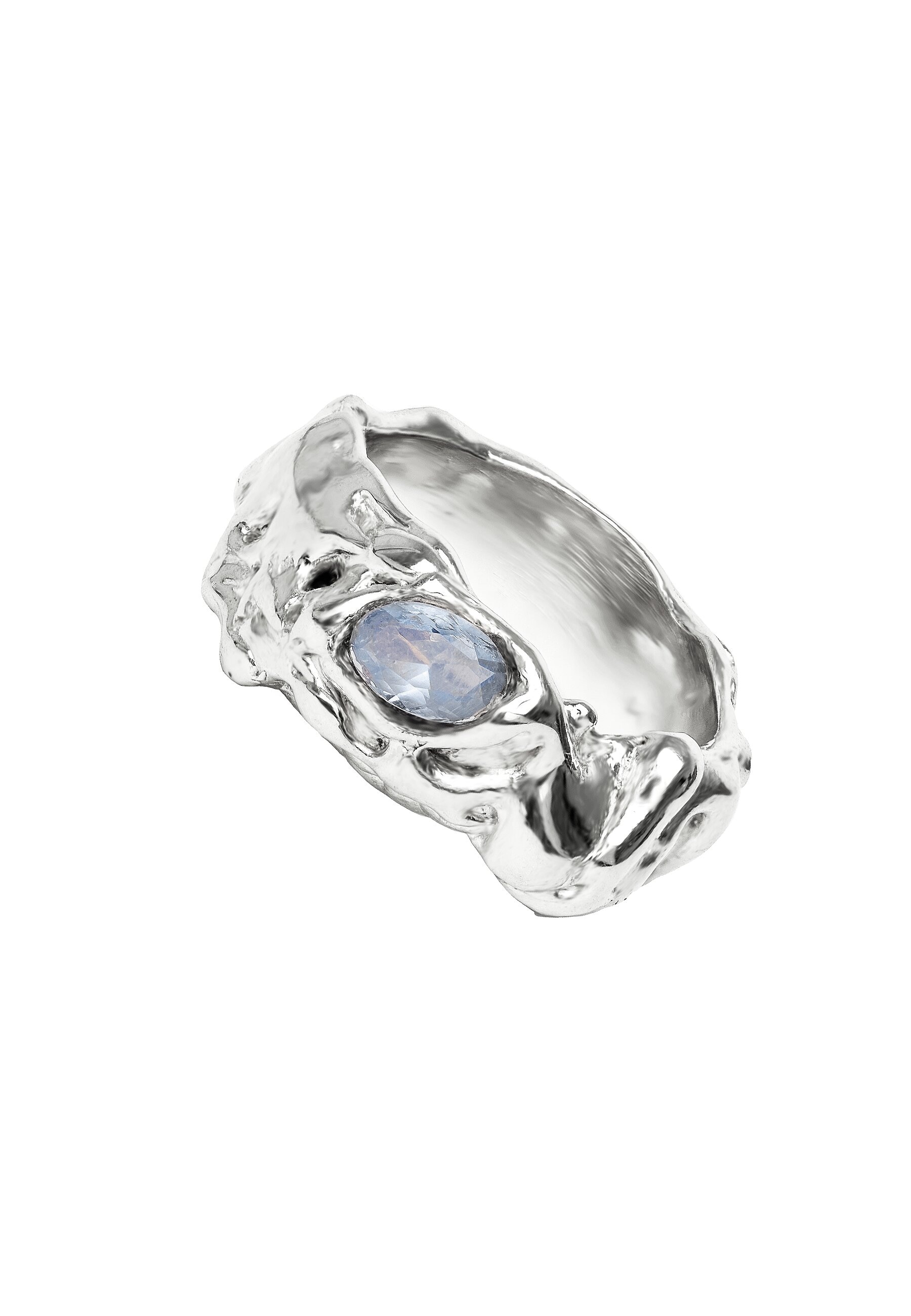 Imagen 0 de Anillo de plata con piedra estilo luminoso Plata