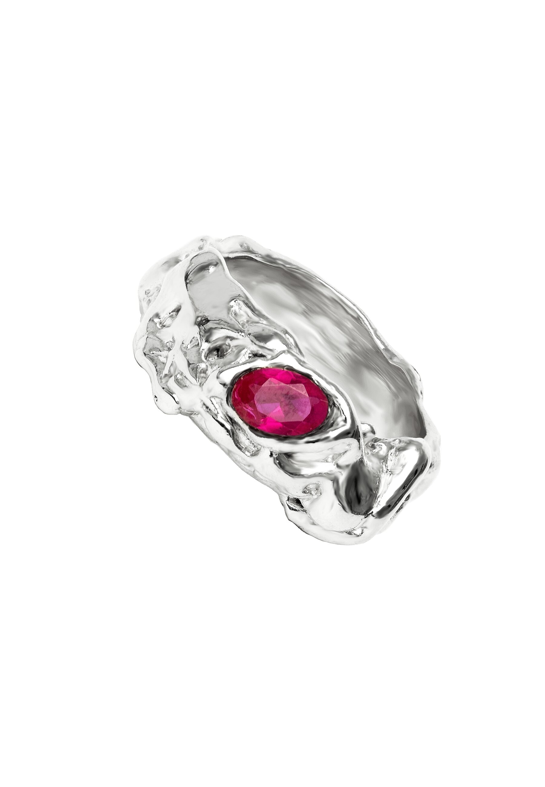 Imagen 0 de Anillo de plata con piedra inspiracion vanguardista Rosa
