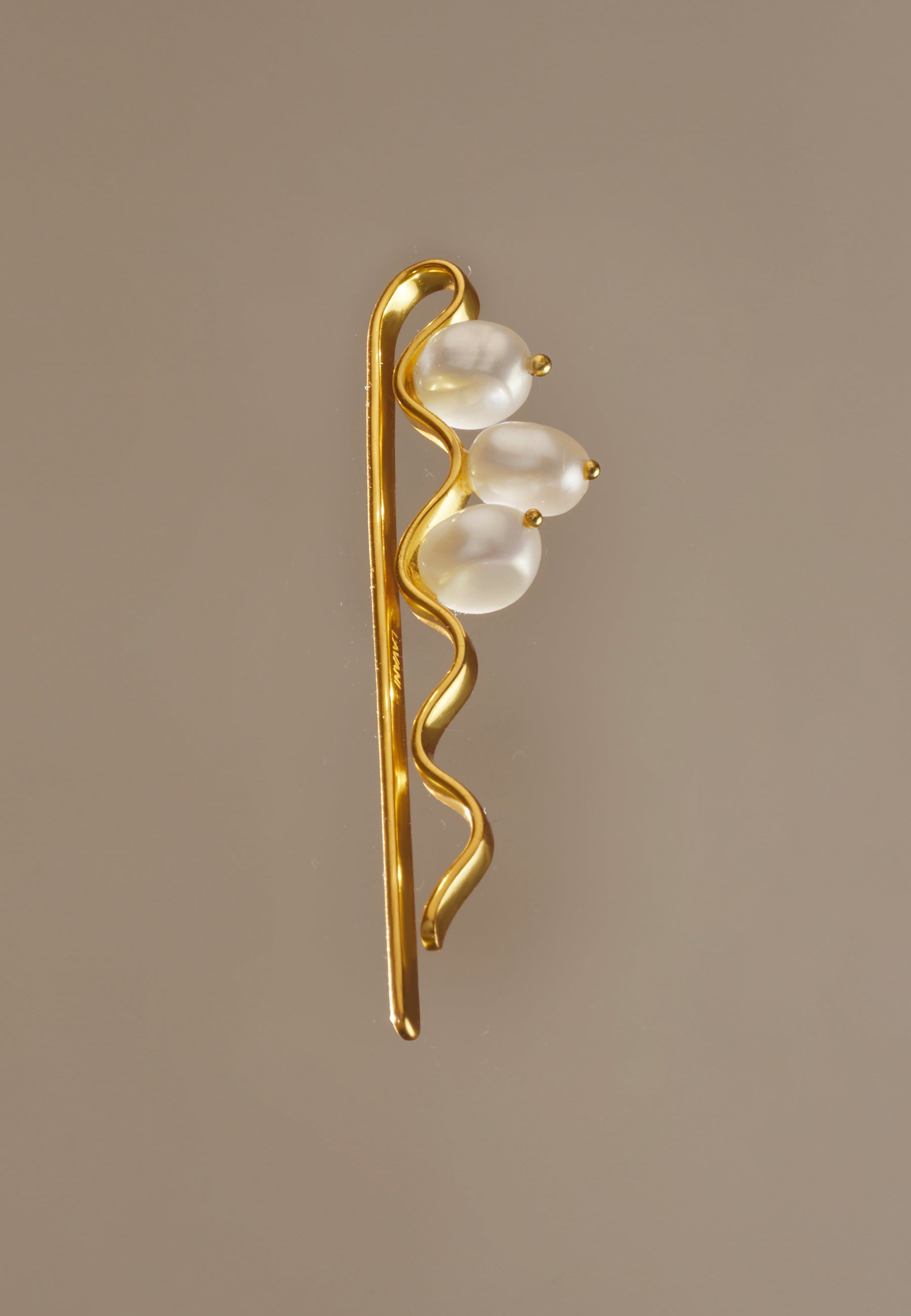 Horquilla bañada en oro con perlas diseño celestial rhea - Lavani Jewels - Blanco Blanco-5