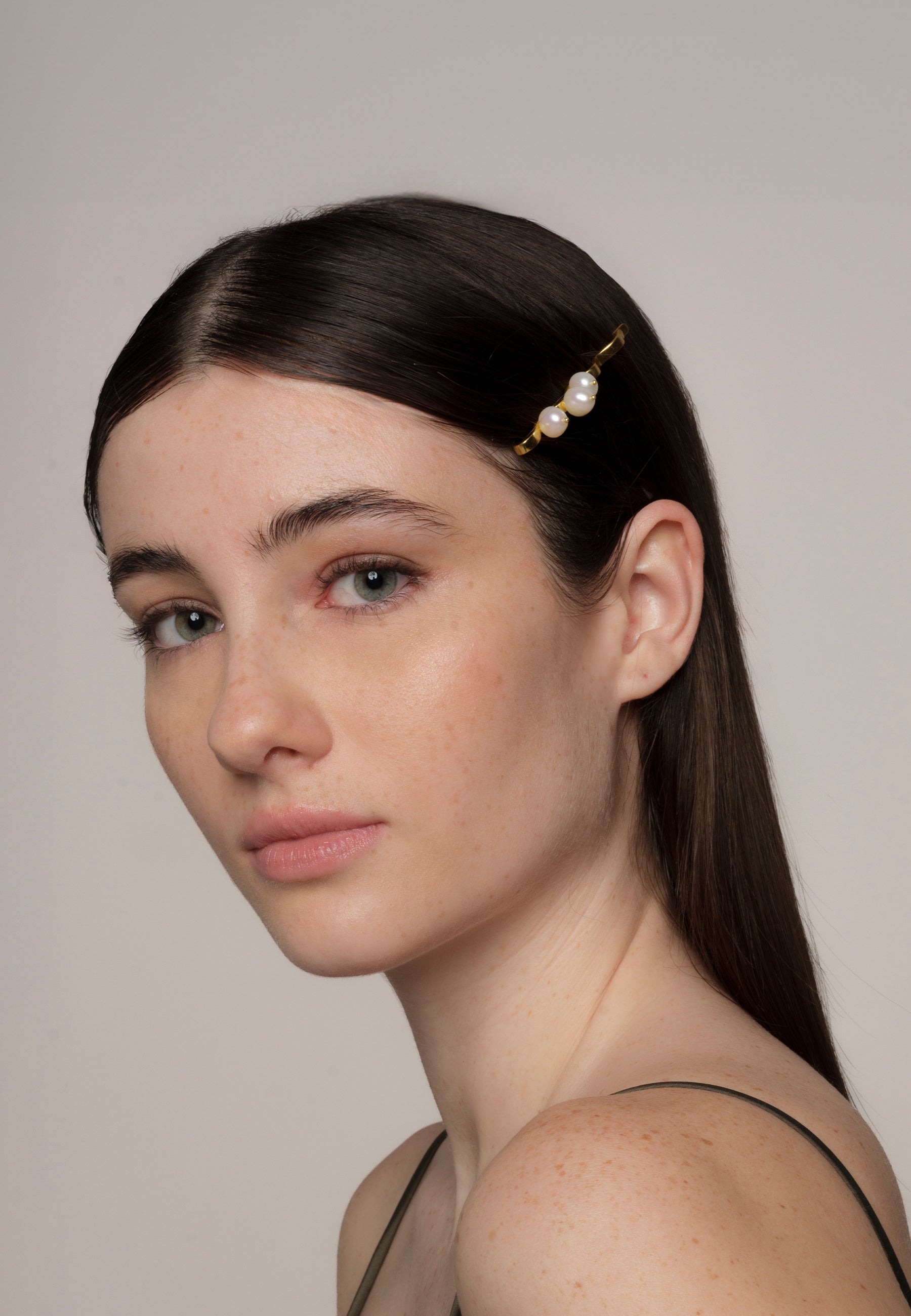 Horquilla bañada en oro con perlas diseño celestial rhea - Lavani Jewels - Blanco Blanco-2