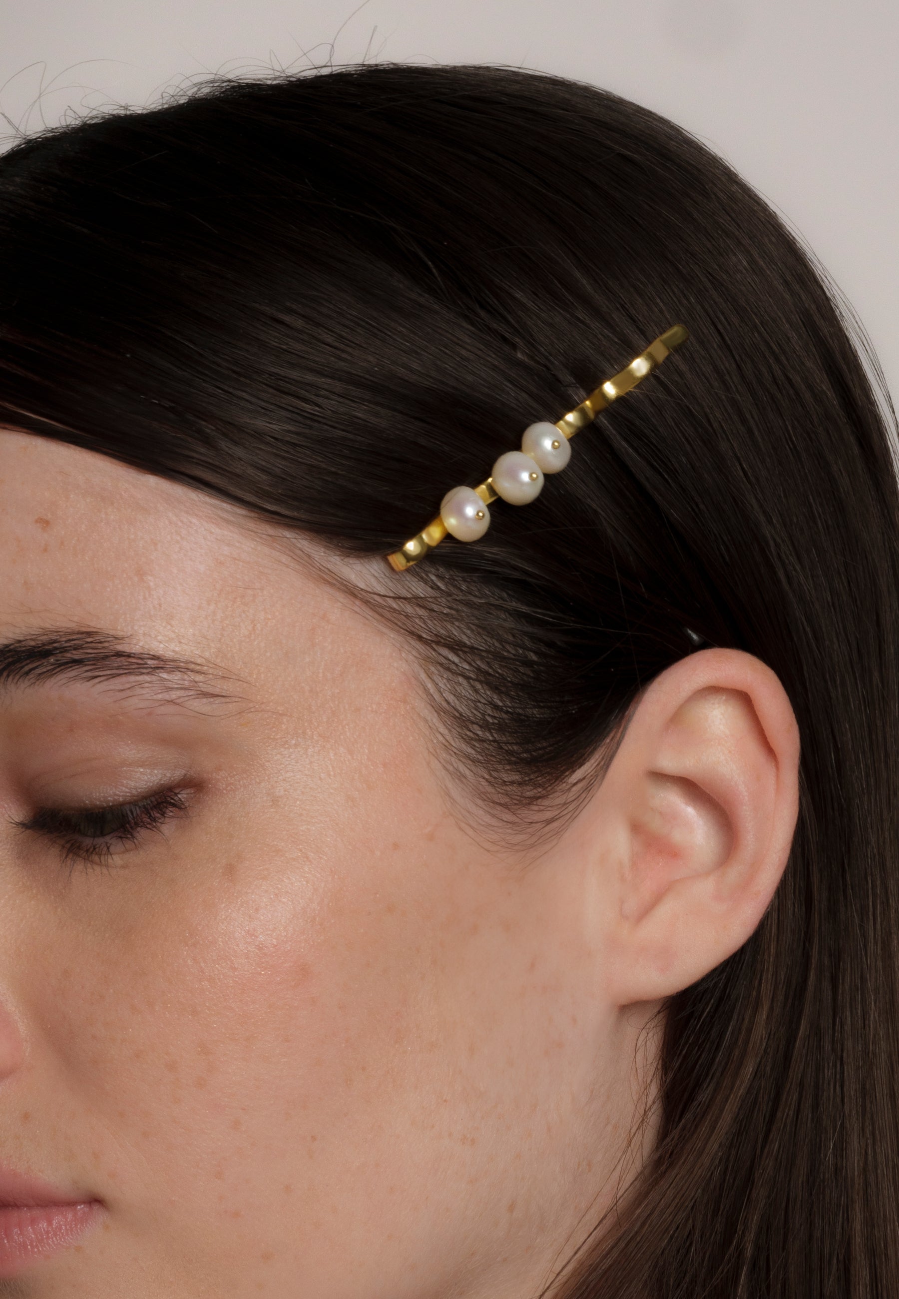 Horquilla bañada en oro con perlas diseño celestial rhea - Lavani Jewels - Blanco Blanco-3