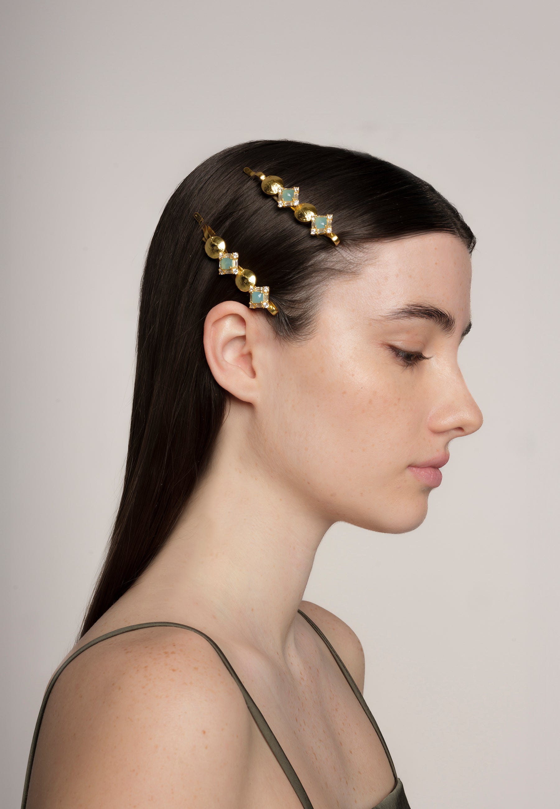 Horquilla bañada en oro con piedras inspiracion astral elara - Lavani Jewels - Aguamarina Aguamarina-2