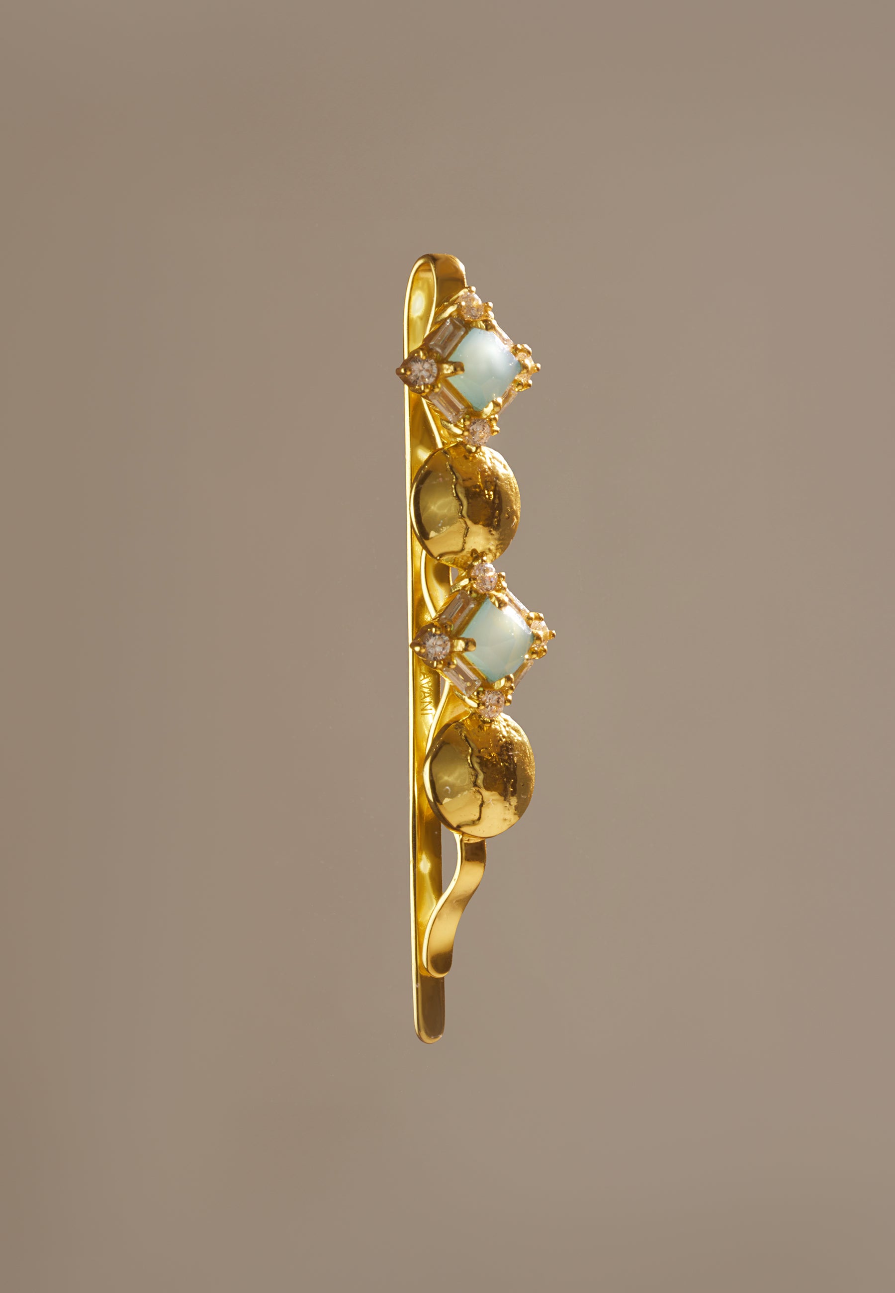 Horquilla bañada en oro con piedras inspiracion astral elara - Lavani Jewels - Aguamarina Aguamarina-4