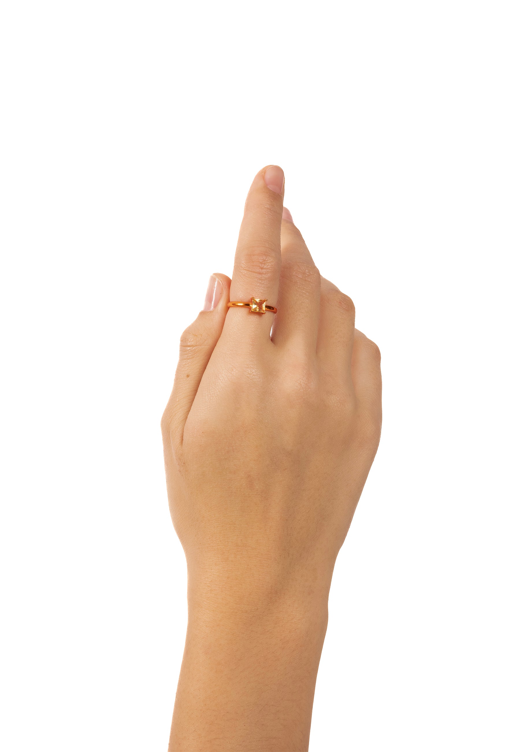 Anillo bañado en oro con piedra diseño minimalista - Lavani Jewels - Naranja Naranja-2
