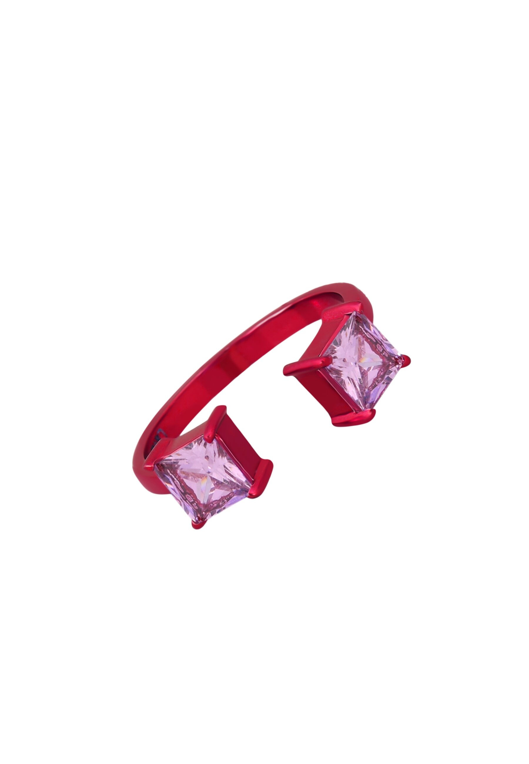 Imagen 0 de Anillo bañado en oro con piedras silueta doble Fucsia