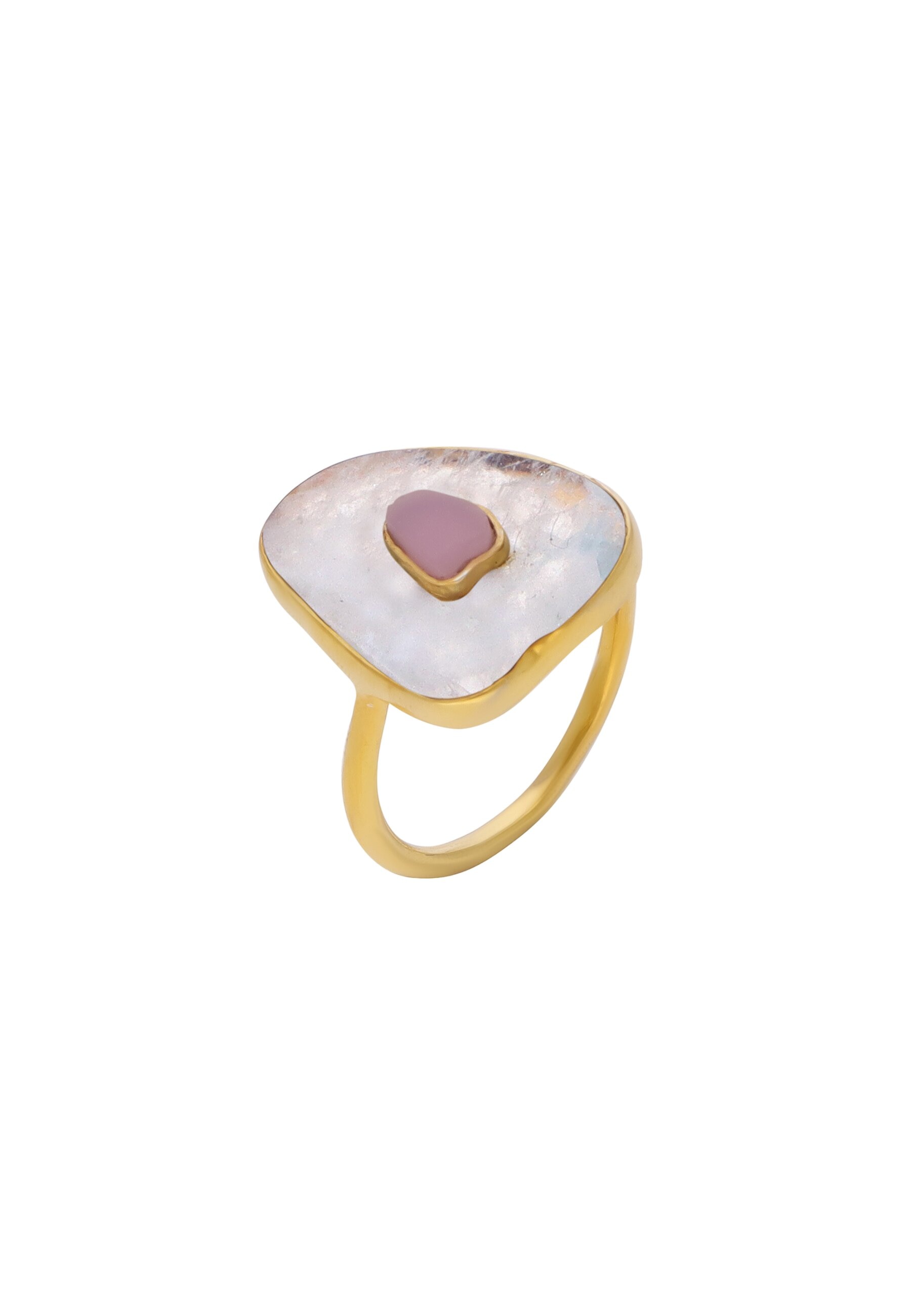 Anillo bañado en oro con piedra luna zenith - Lavani Jewels - Blanco Blanco-1