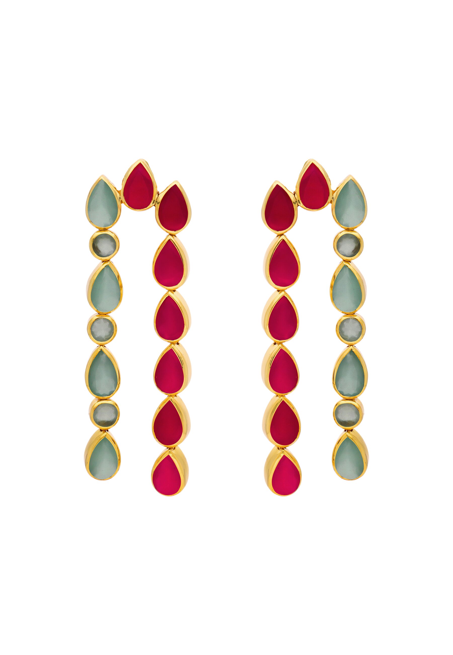 Pendientes bañados en oro con piedras estilo bohemio samsara - Lavani Jewels - Aguamarina Aguamarina-1
