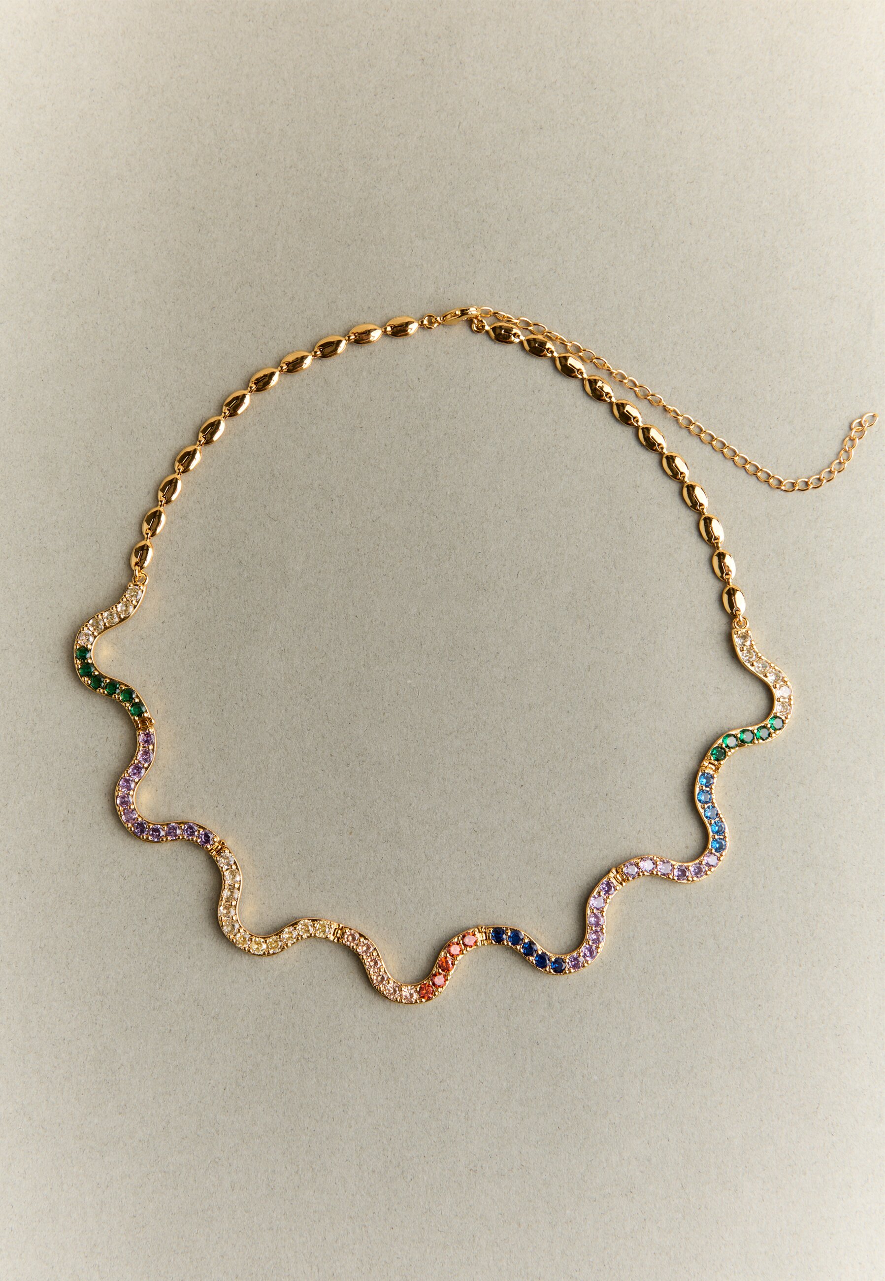 Gargantilla bañada en oro con piedras diseño vibrante - Lavani Jewels - Multicolor Multicolor-4