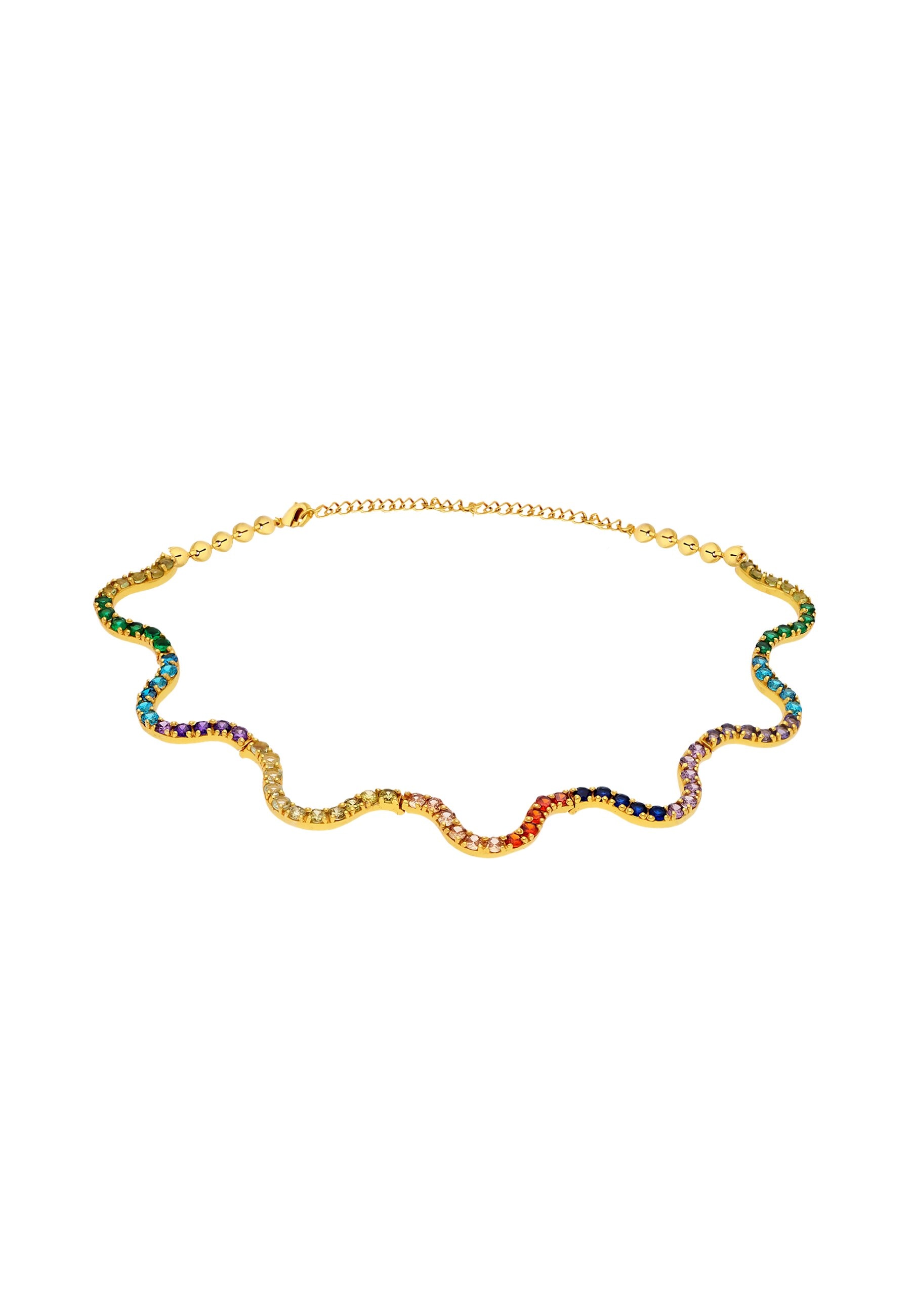 Gargantilla bañada en oro con piedras diseño vibrante - Lavani Jewels - Multicolor Multicolor-6