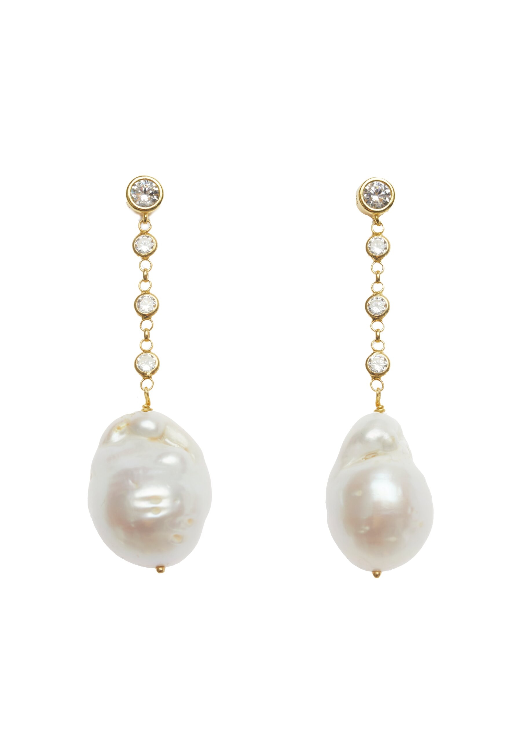 Pendientes bañados en oro con perla barroca celine - Lavani Jewels - Blanco Blanco-1