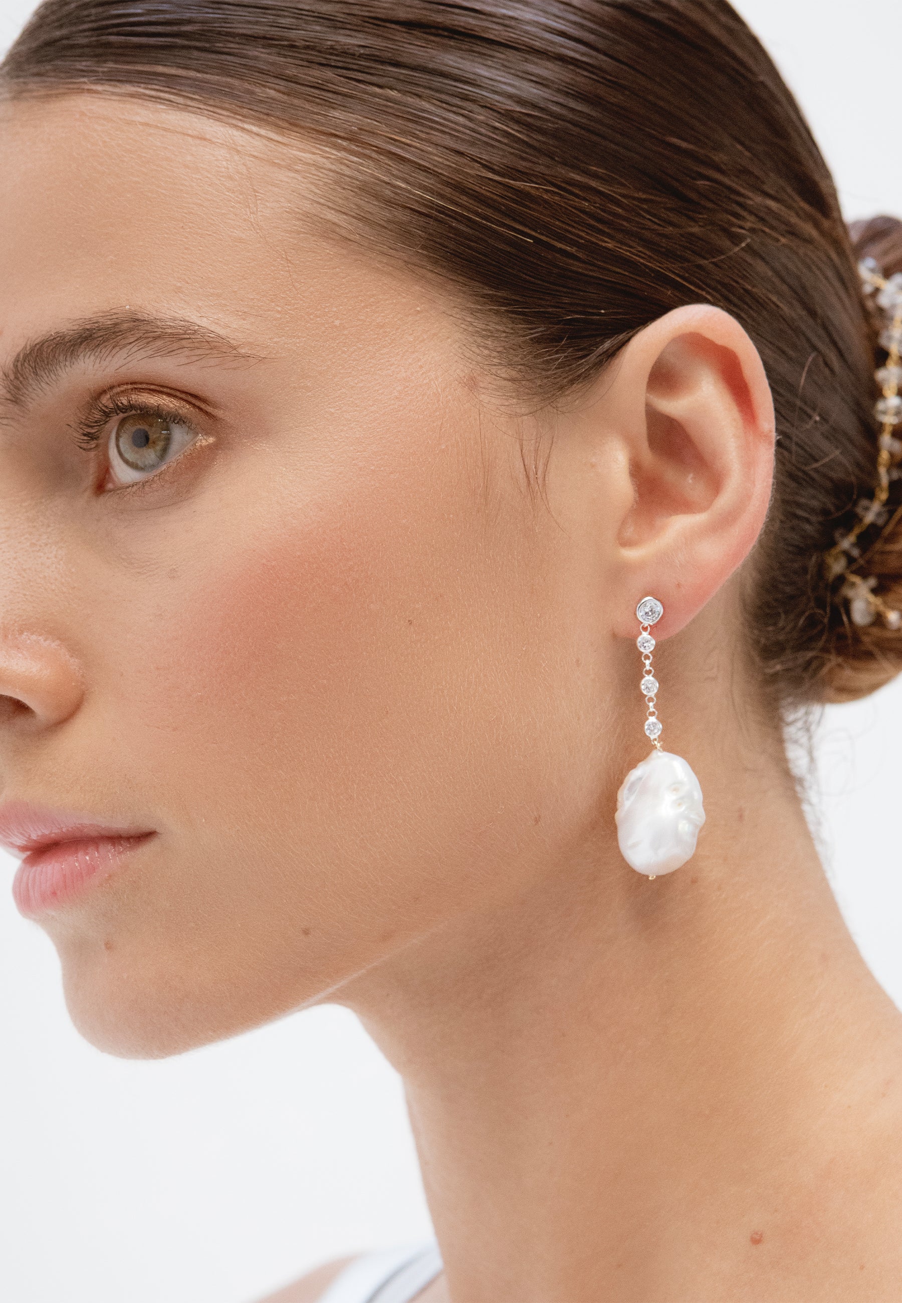 Pendientes de plata con perla barroca celine - Lavani Jewels - Plata Plata-2