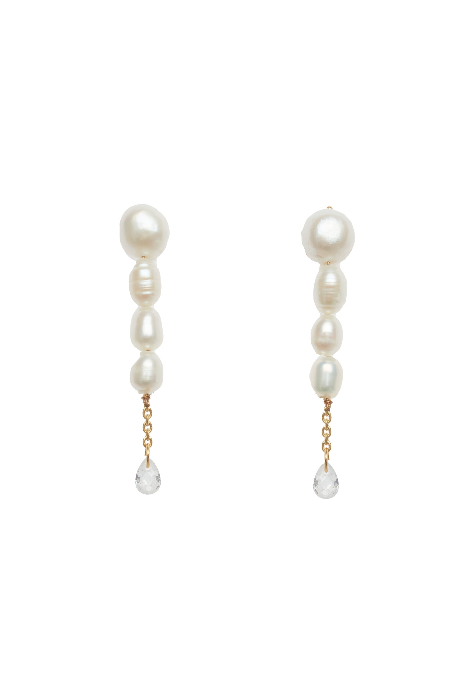 Imagen 0 de Pendientes bañados en oro con perlas mini brisa Blanco