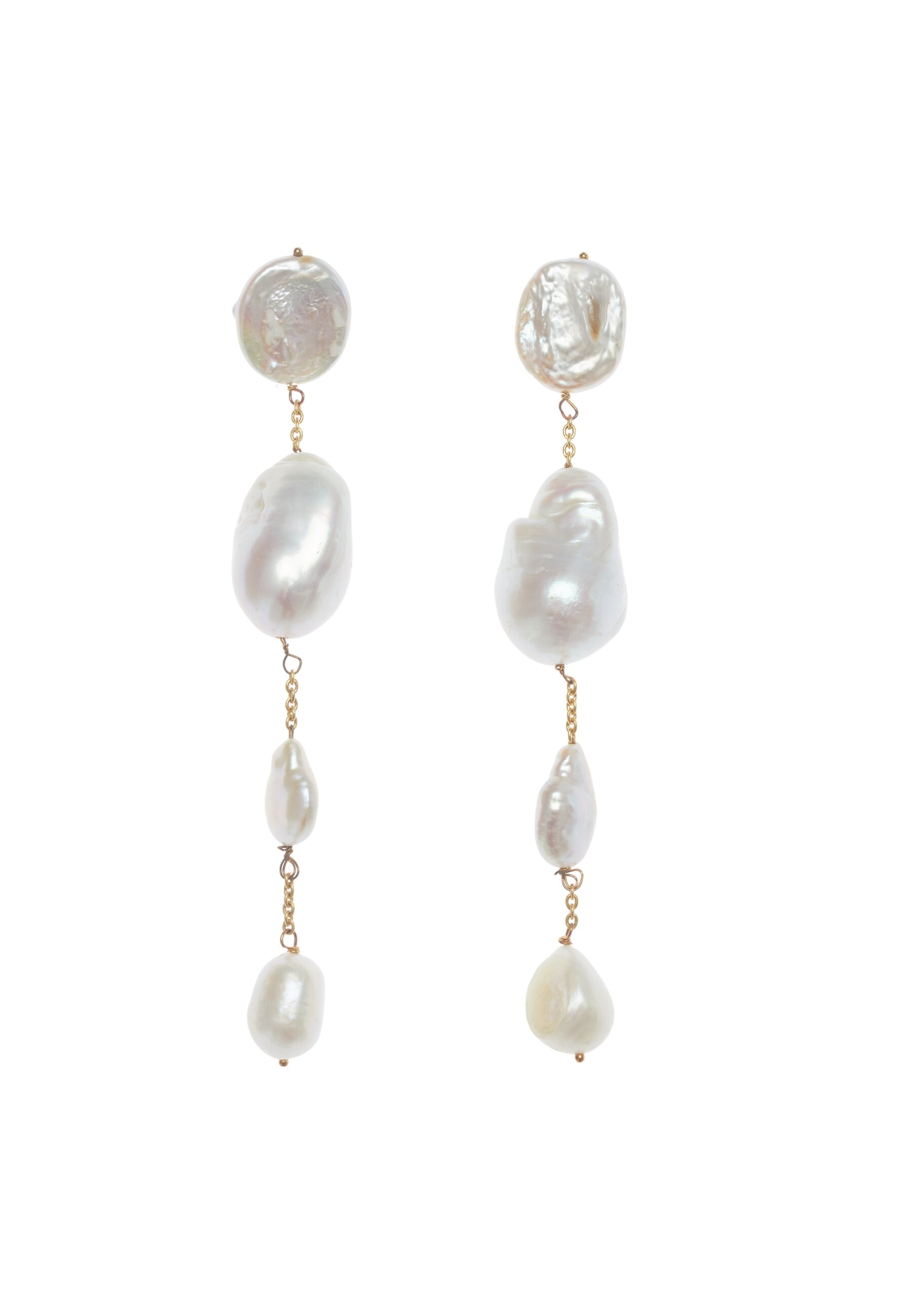 Pendientes bañados en oro con perlas diseño elegante cyra - Lavani Jewels - Blanco Blanco-1