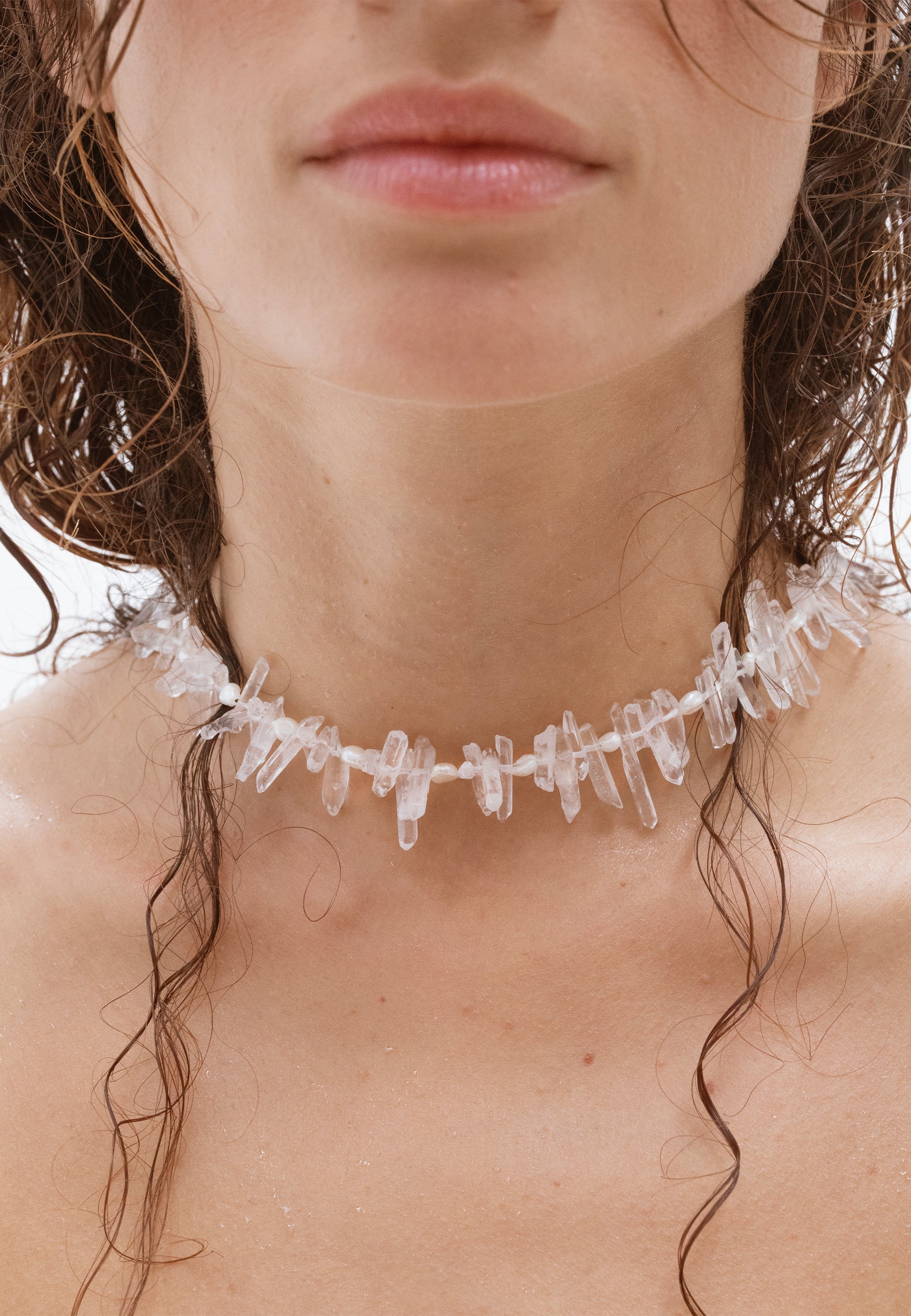 Chokers bañados en oro con cuarzo diseño radiante calista - Lavani Jewels - Blanco Blanco-3
