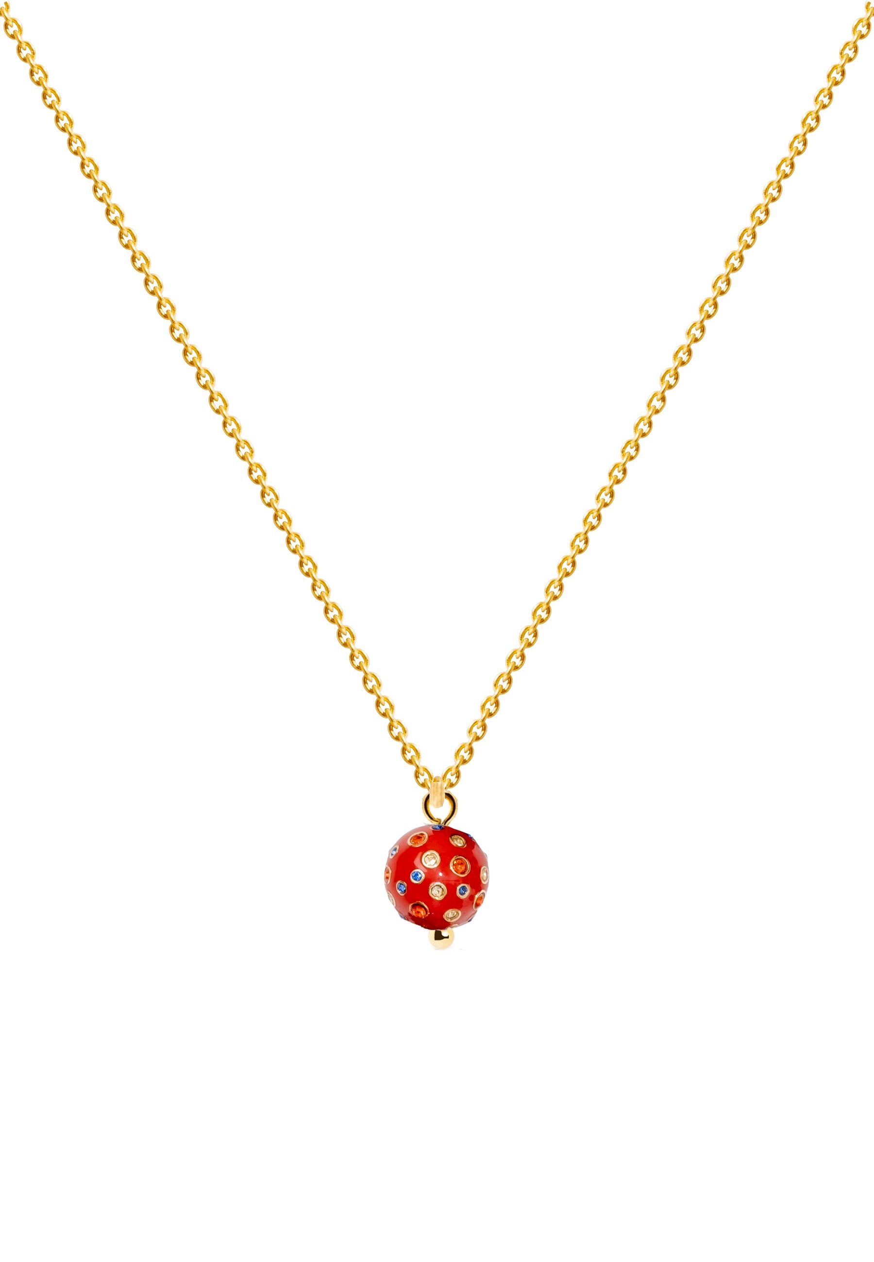 Colgante bañado en oro con piedras diseño delicado planete - Lavani Jewels - Rojo Rojo-1