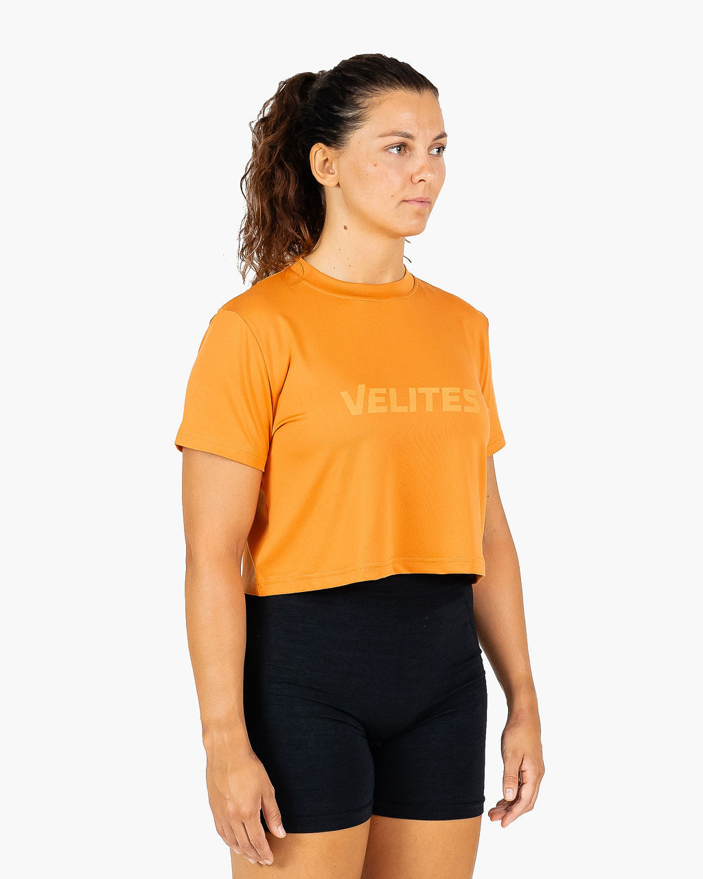 Velites Camiseta de manga corta crop Holo de mujer Naranja claro