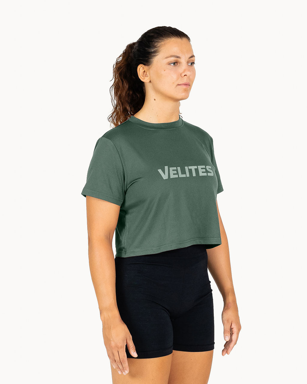 Velites Camiseta de manga corta crop Holo de mujer Azul Turquesa