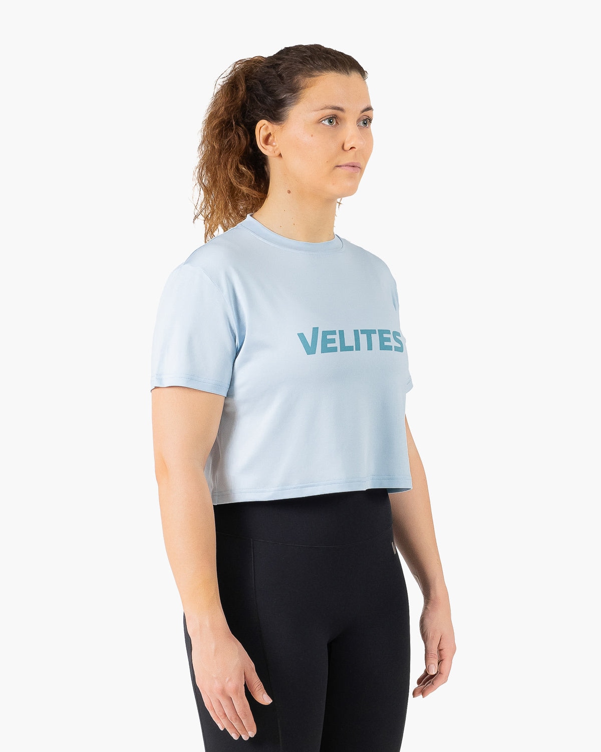 Velites Camiseta de manga corta crop Holo de mujer Azul celeste