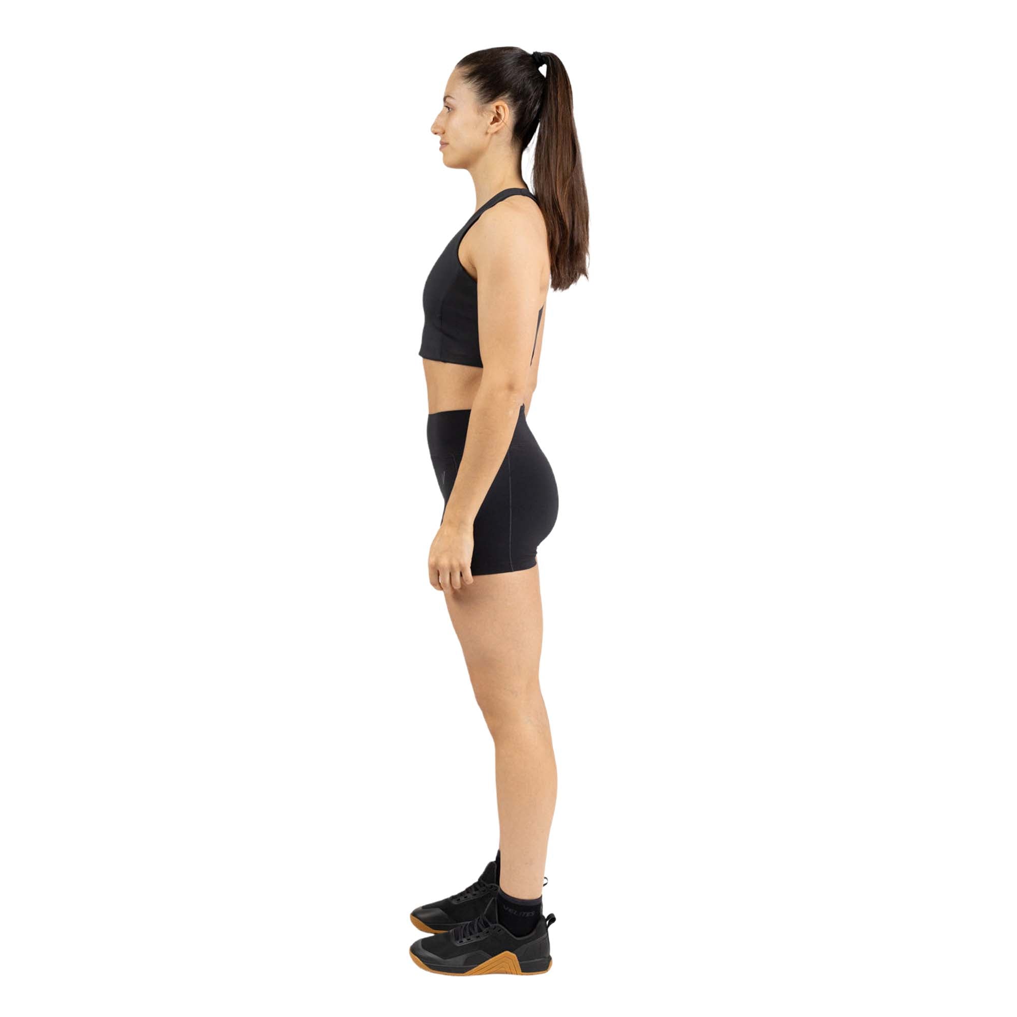 Leggins cortos para entrenamiento mujer Velites - Negro Negro-3