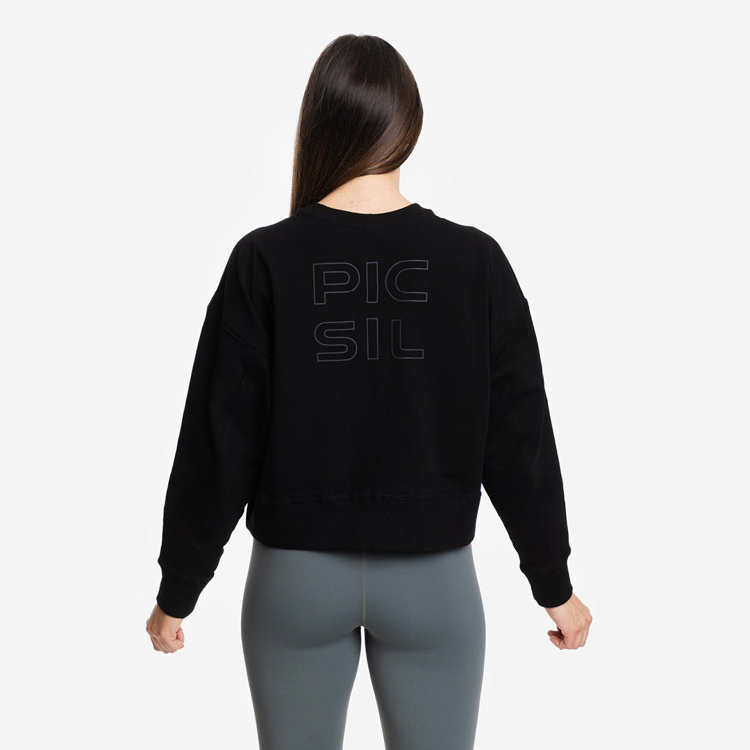 Sudadera de mujer Stretch Crop Picsil - Negro Negro-2