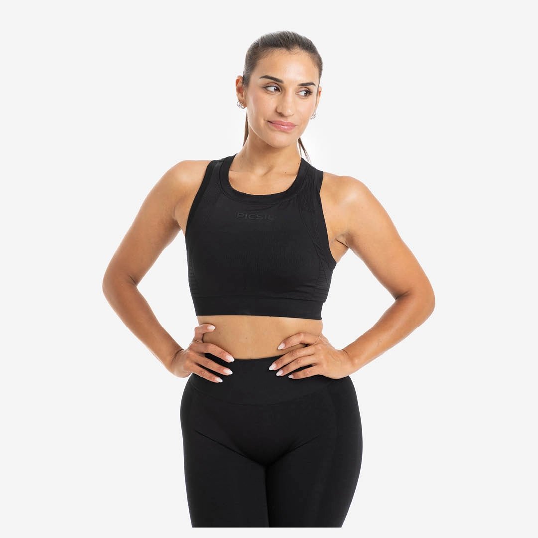 Top de entrenamiento de mujer Seamless Picsil - Negro Negro-1