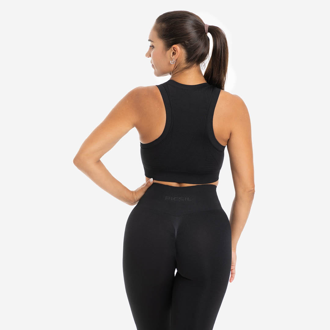 Top de entrenamiento de mujer Seamless Picsil - Negro Negro-2